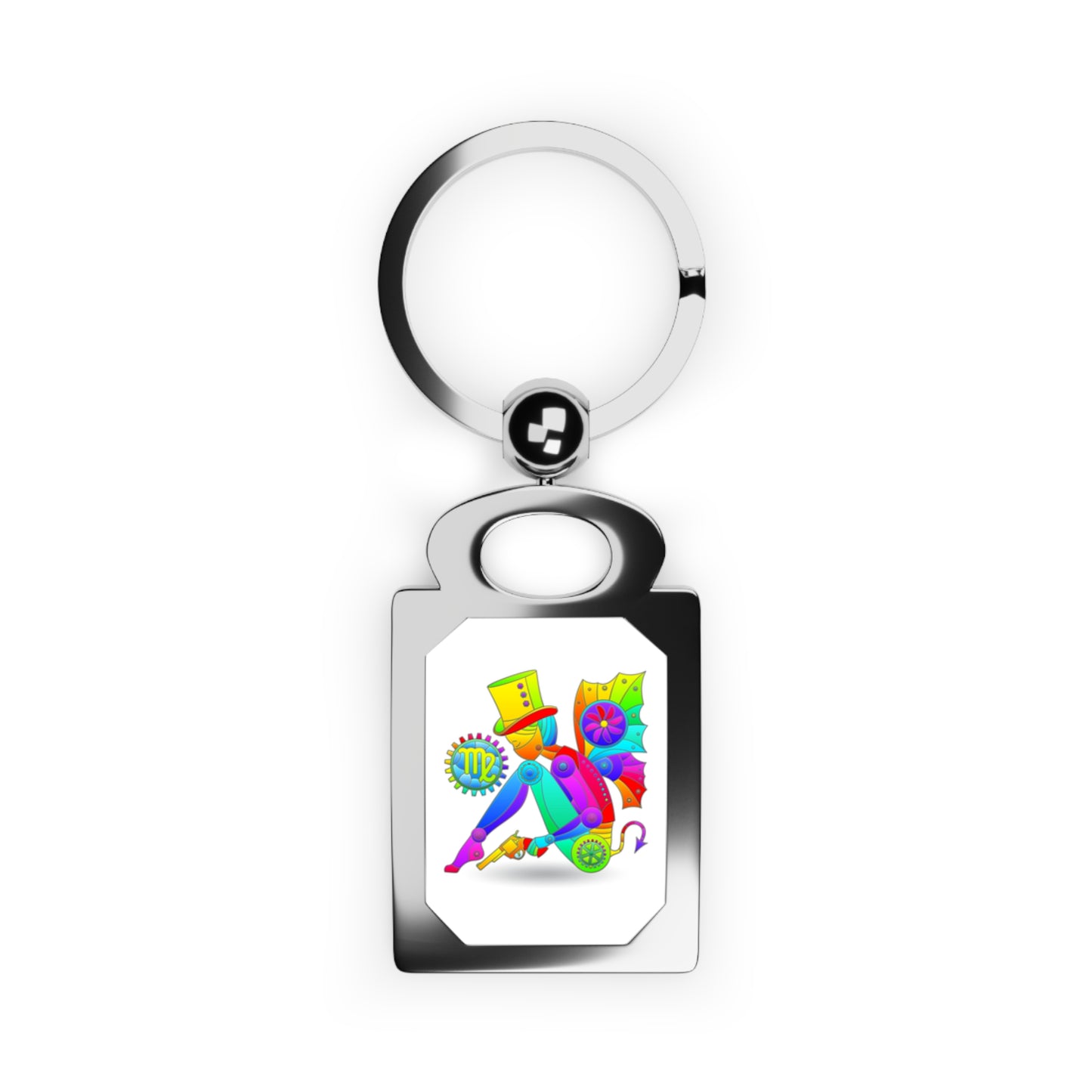 Virgo Rainbow Steampunk, Rectangle Photo Keyring