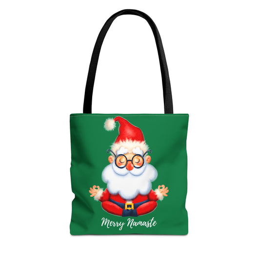 Merry Namaste, Green Tote Bag