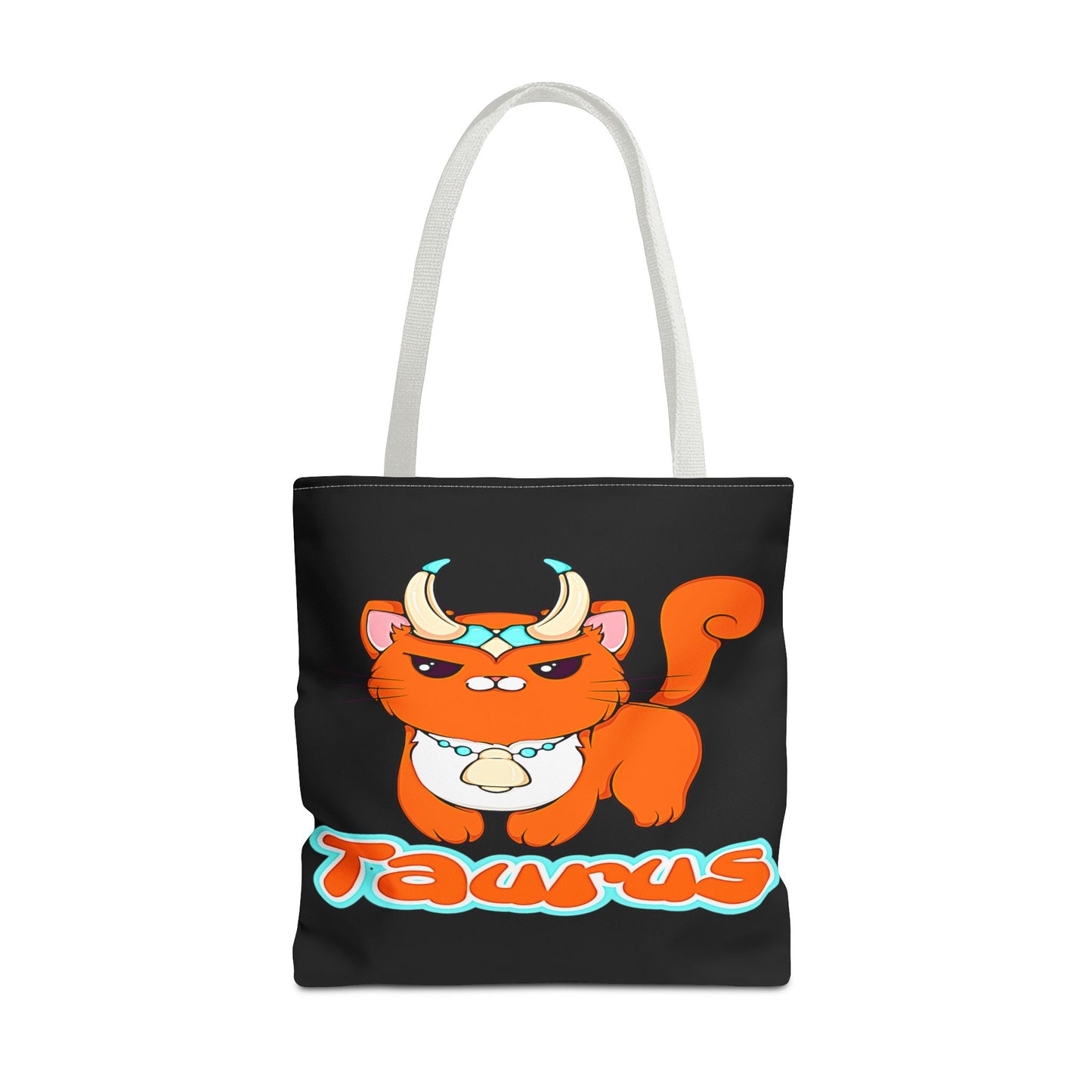 Taurus Anime Cat Black Tote Bag, 3 Sizes