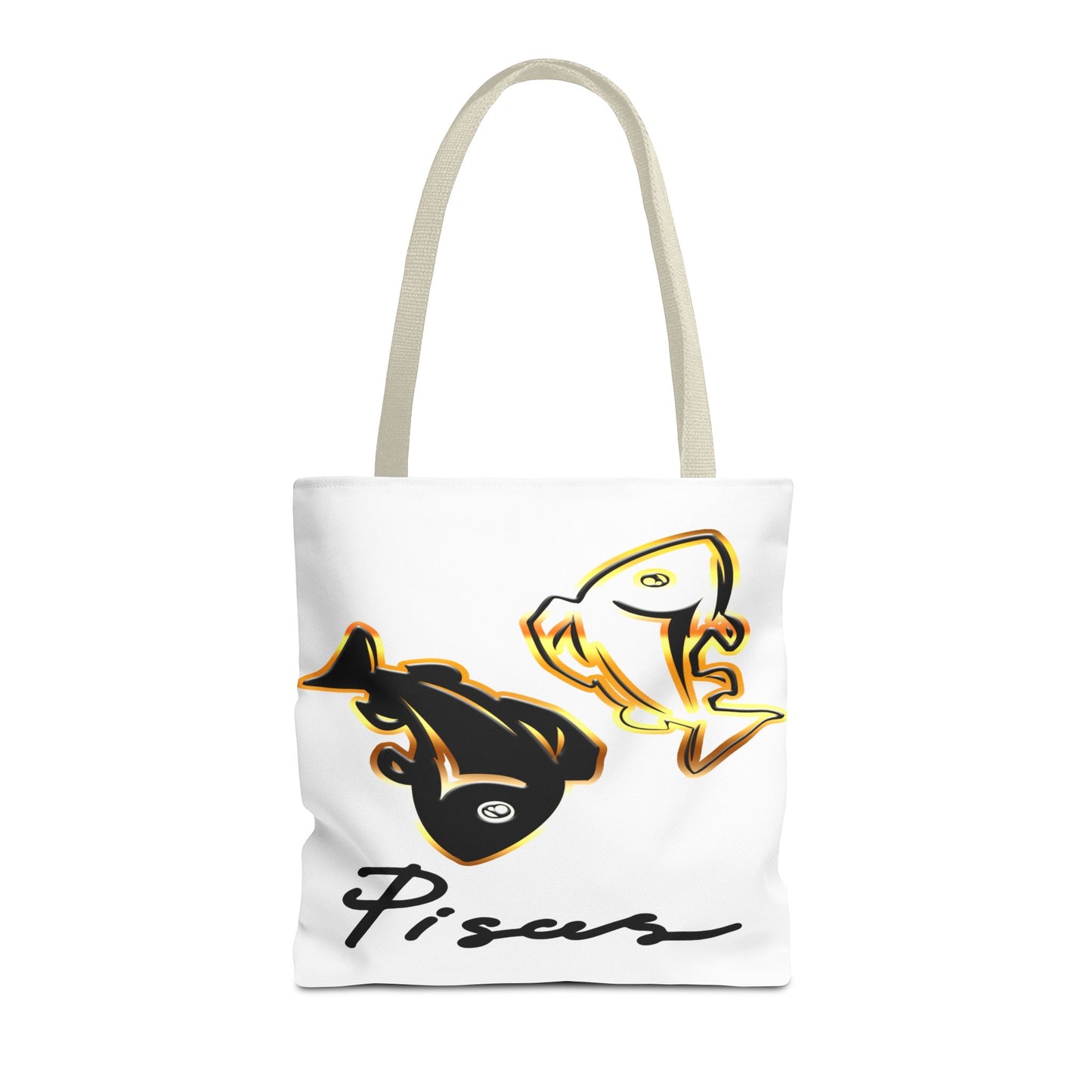 Pisces Fish White Tote Bag, 3 Sizes