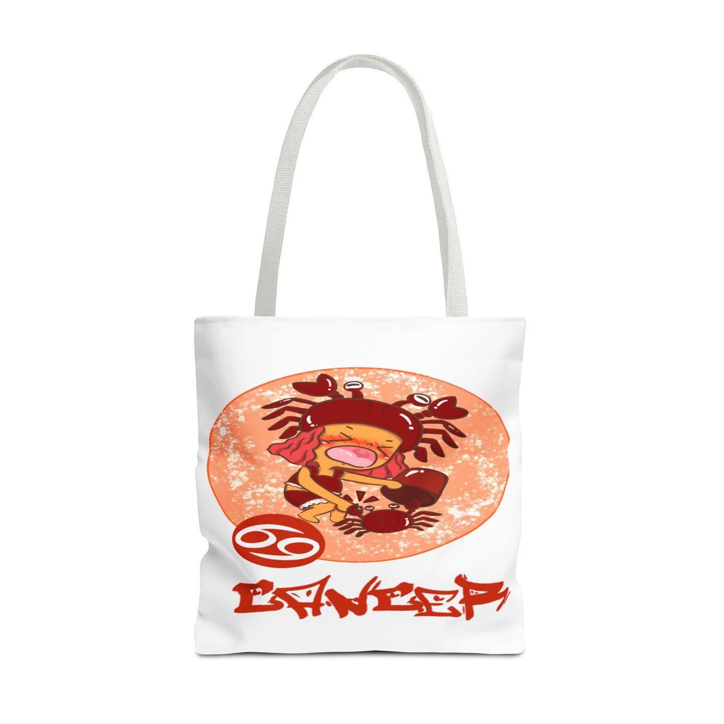 Cancer Chibi Girl & Crab White Tote Bag, 3 Sizes