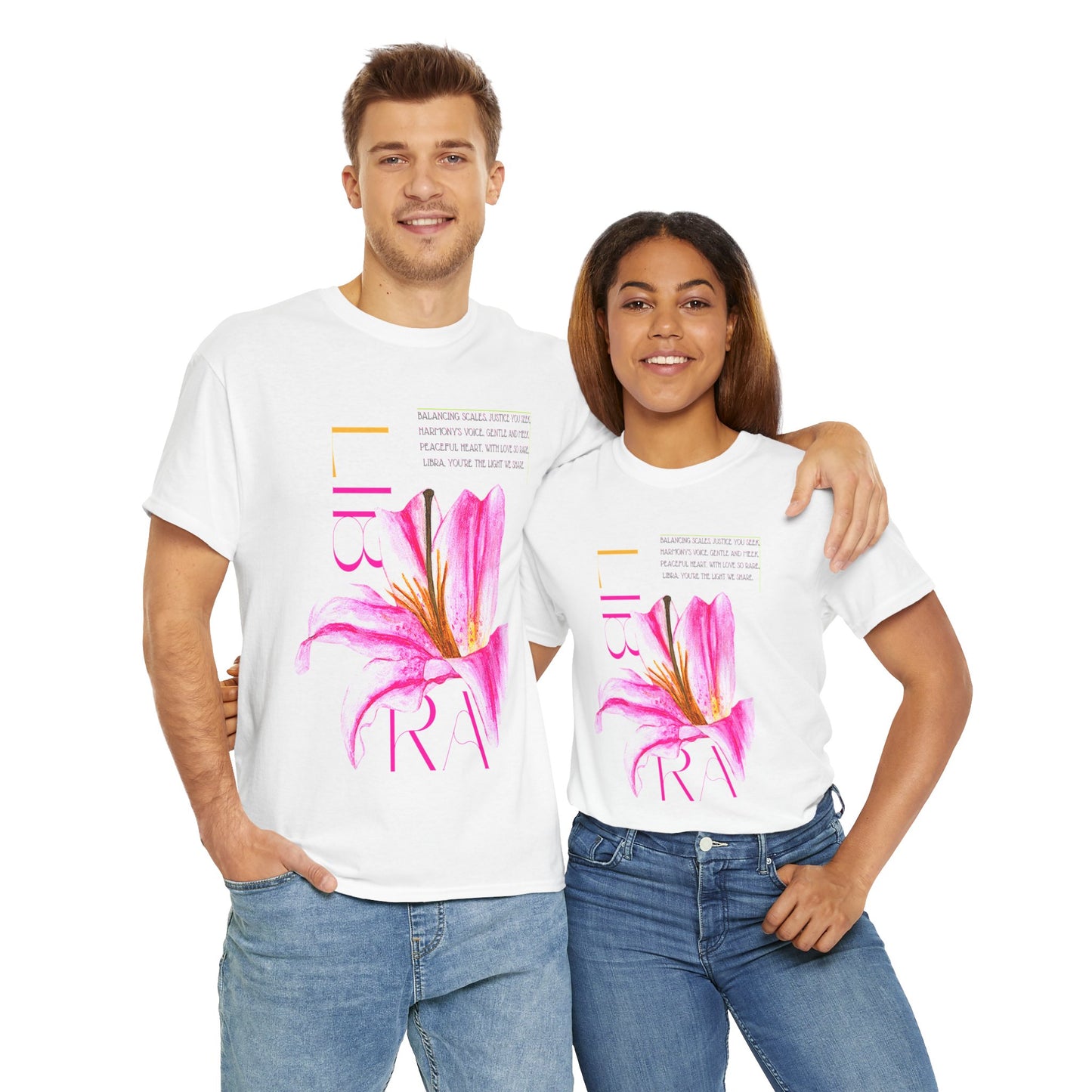 Libra Pink Lily, Unisex Heavy Cotton Tee