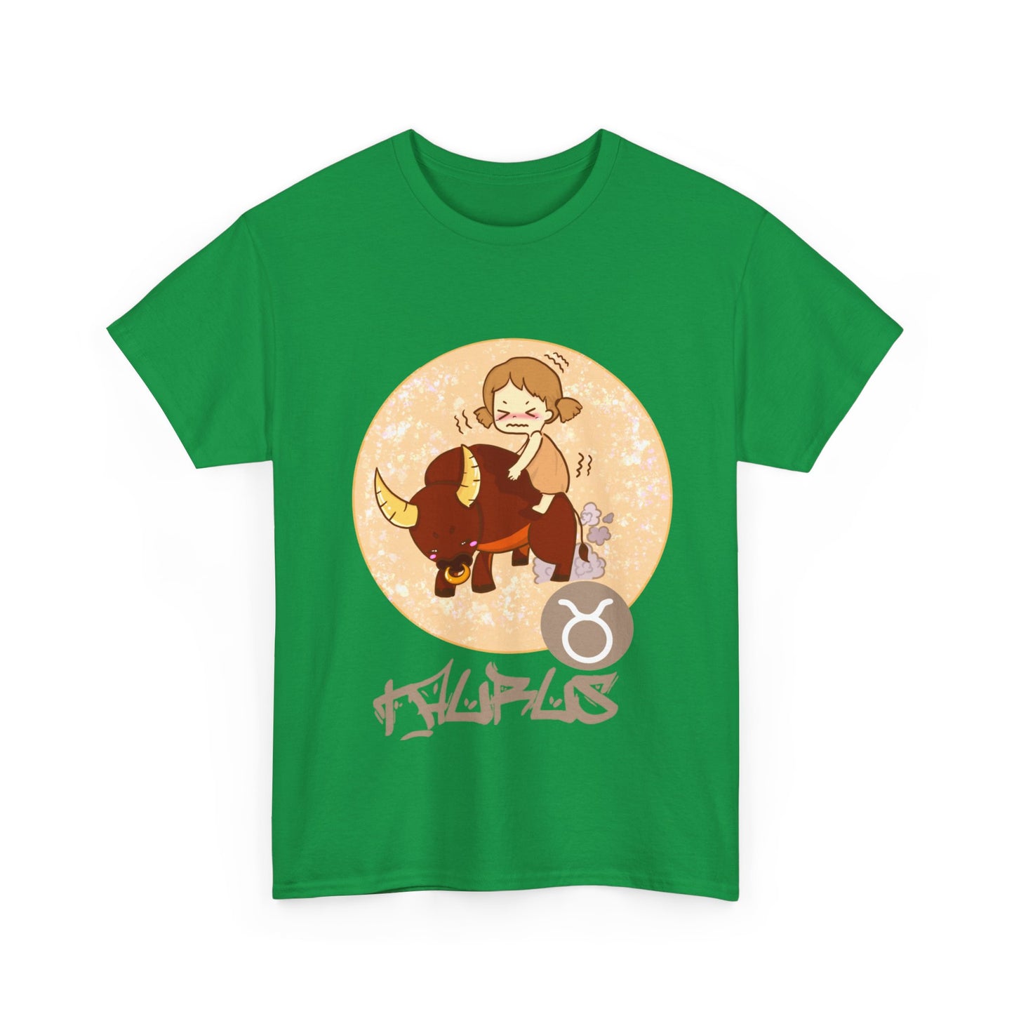 Taurus Chibi Girl & Bull, Unisex Heavy Cotton Tee