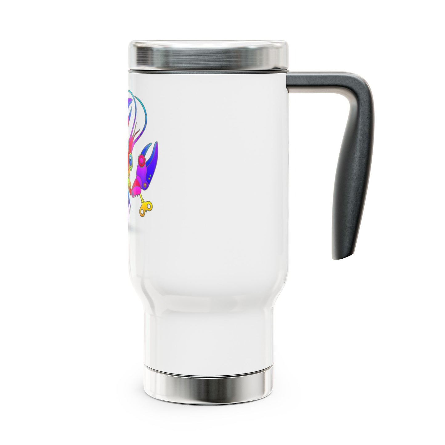 Cancer Rainbow Steampunk, Stainless Steel Travel Mug with Handle, 14 oz