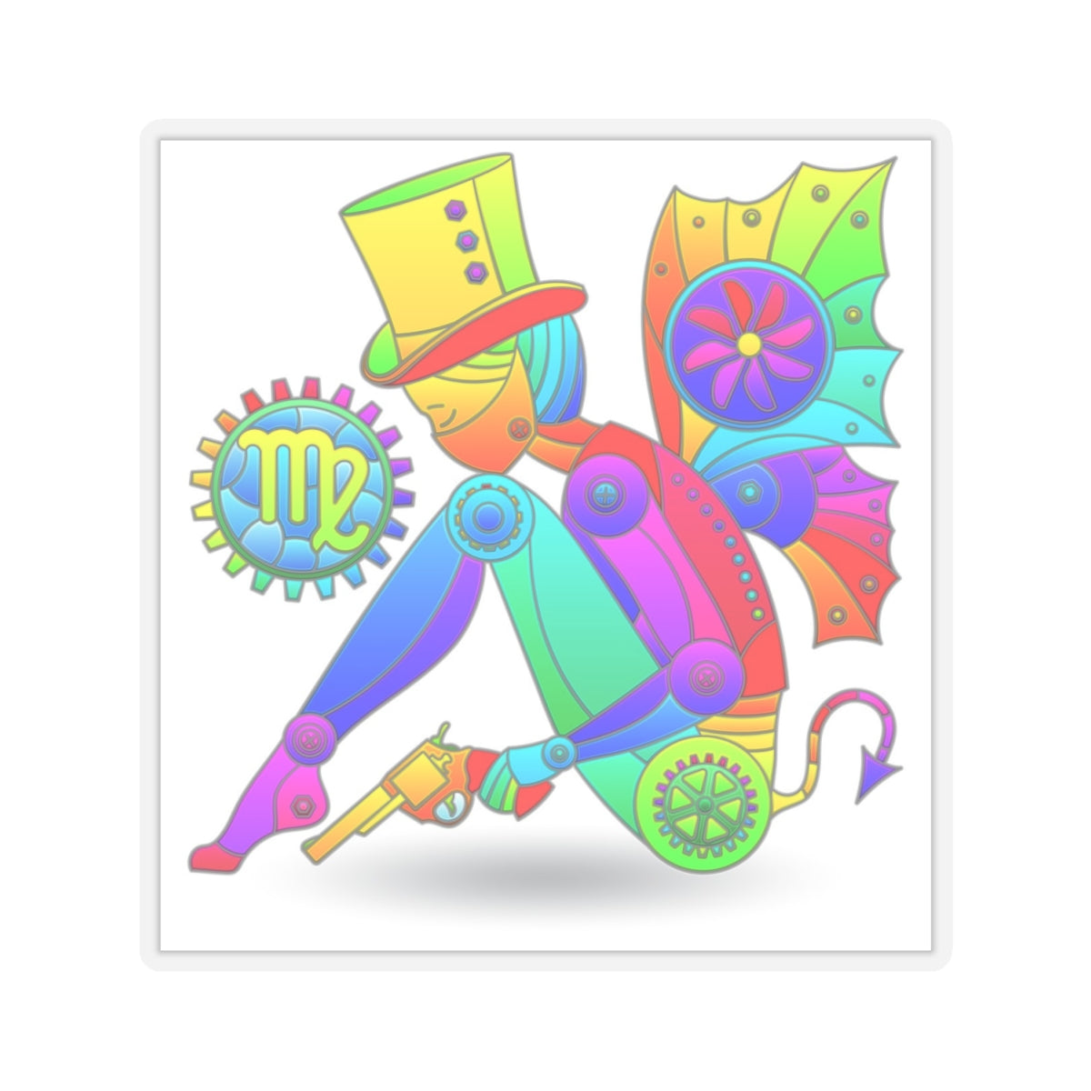 Virgo Rainbow Steampunk, Kiss-Cut Stickers