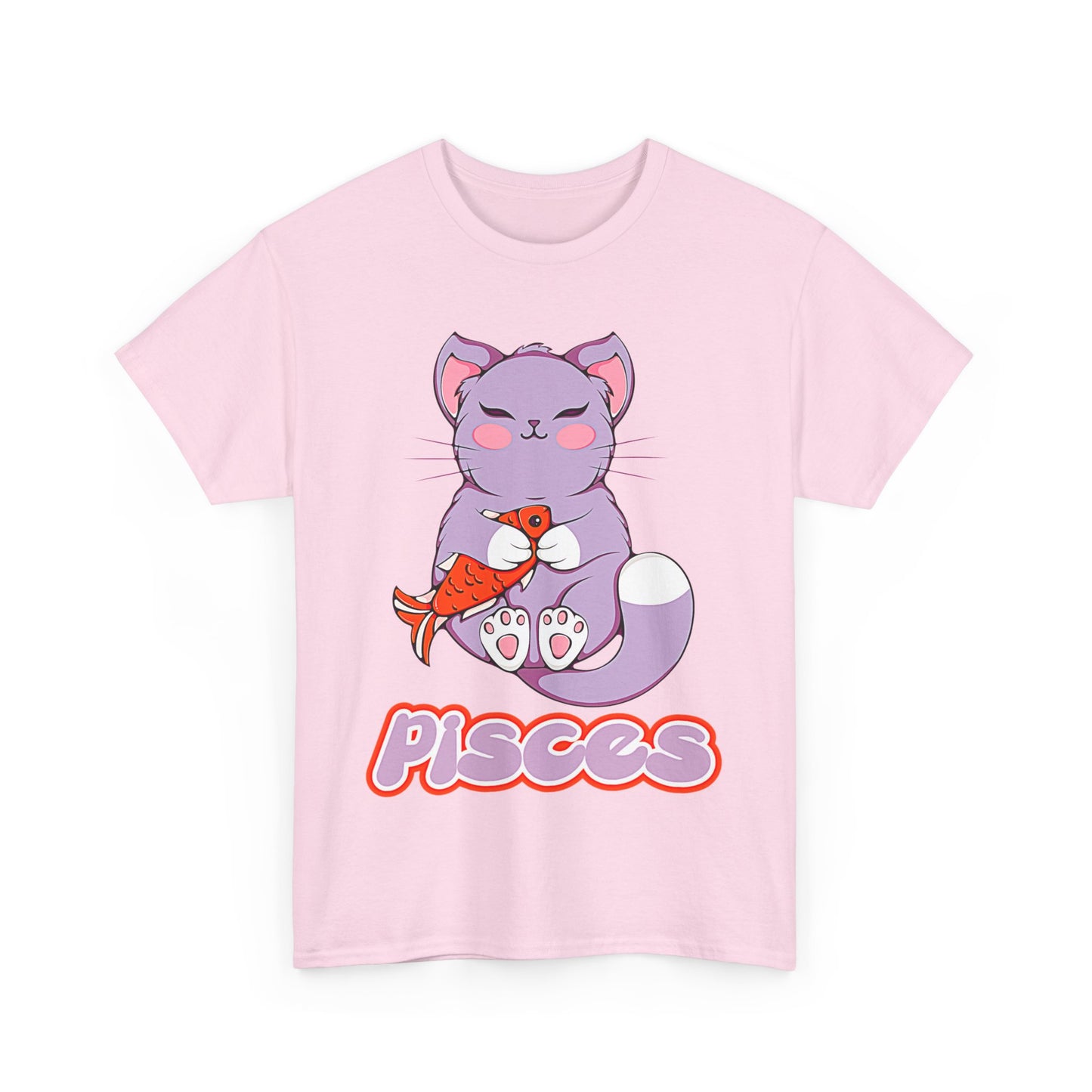 Pisces Anime Cat, Unisex Heavy Cotton Tee