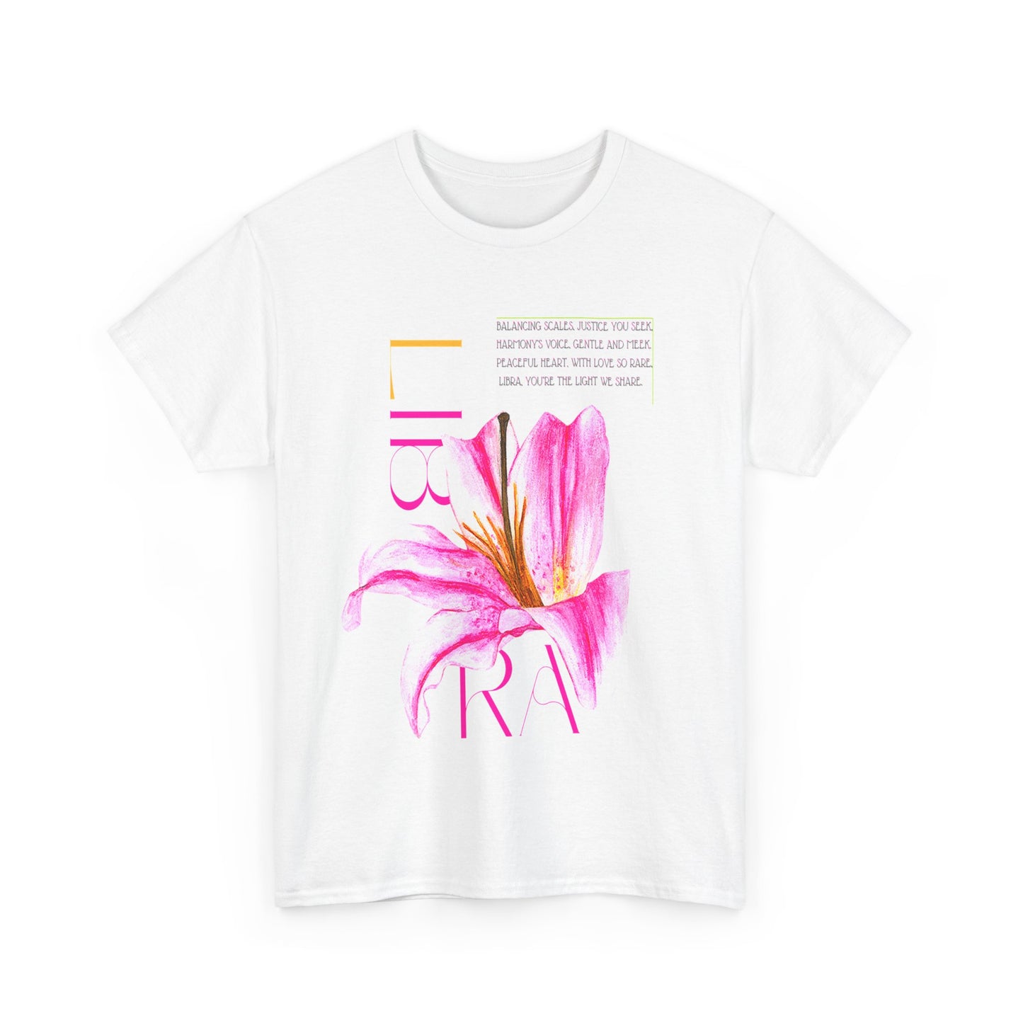 Libra Pink Lily, Unisex Heavy Cotton Tee