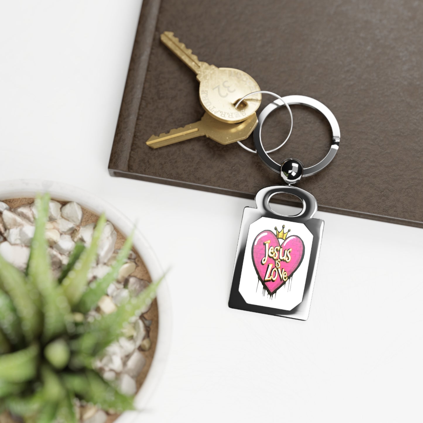 Jesus is Love, Rectangle Photo Keyring