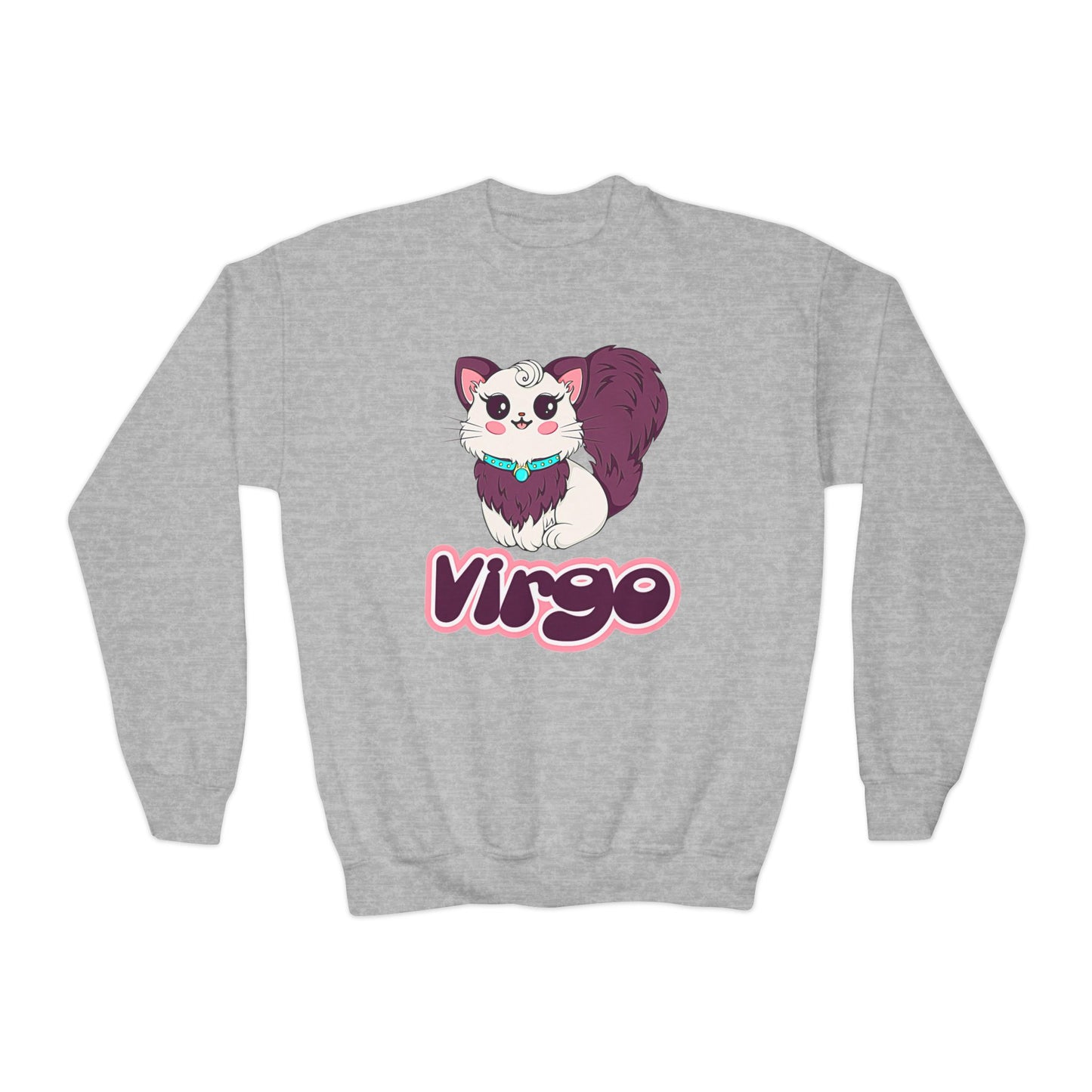 Virgo Anime Cat, Youth Crewneck Sweatshirt