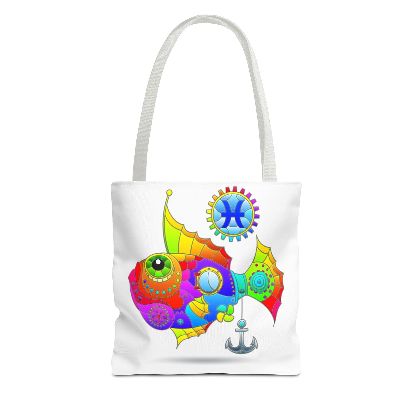 Pisces Rainbow Steampunk, White Tote Bag