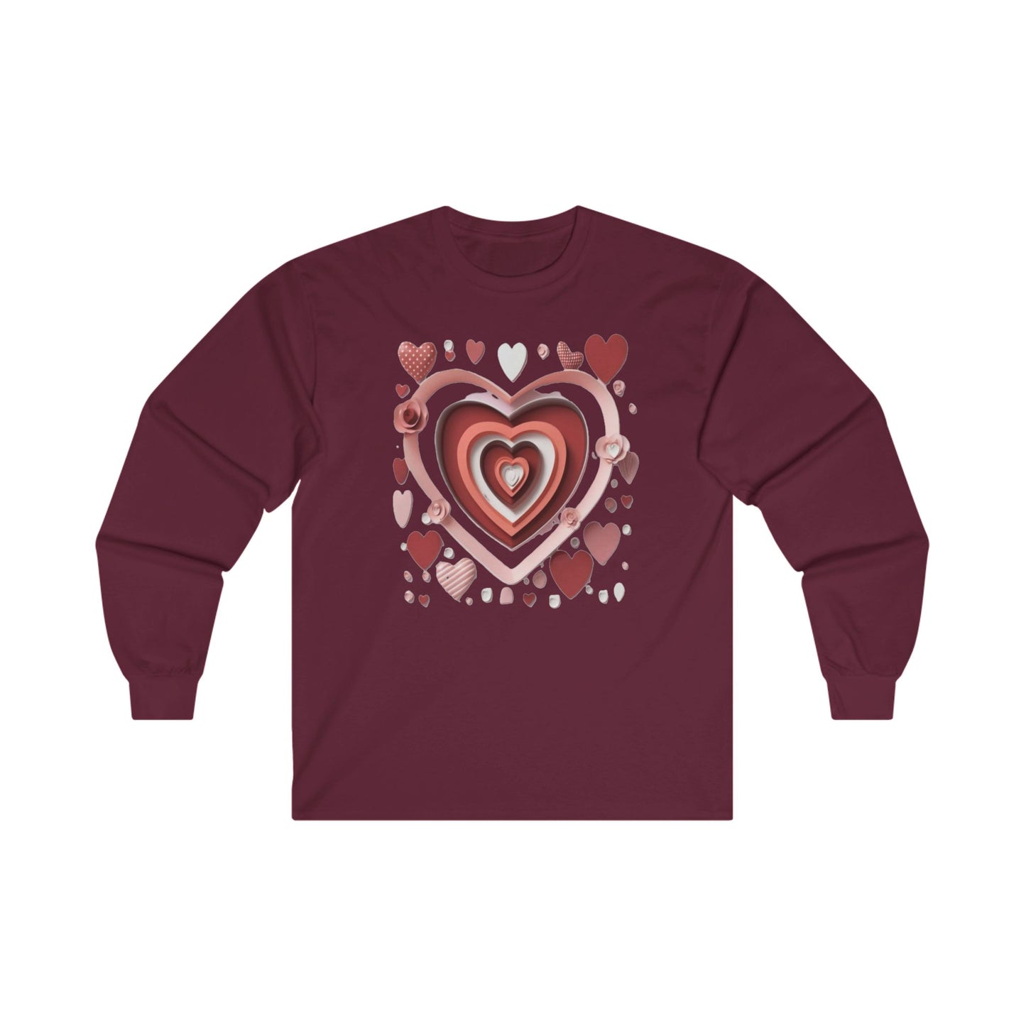 3D Love Hearts, Unisex Ultra Cotton Long Sleeve Tee