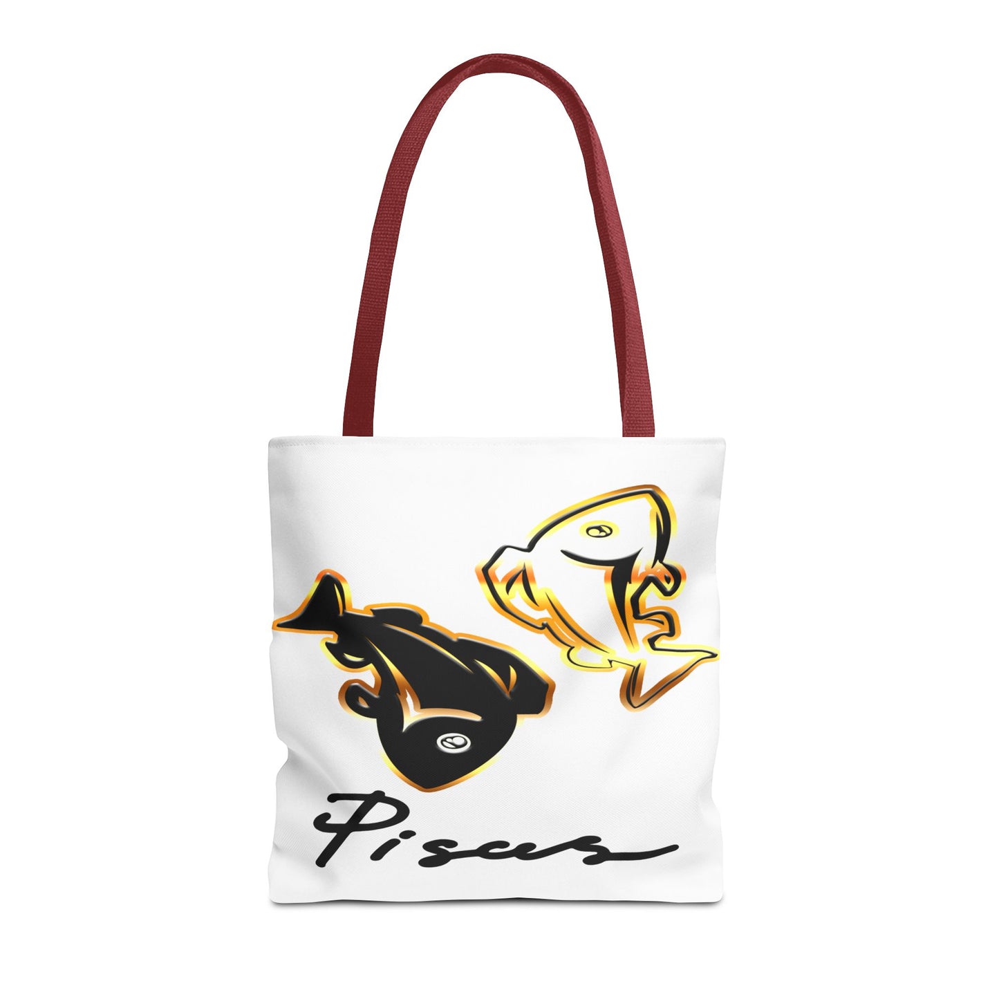 Pisces Fish White Tote Bag, 3 Sizes