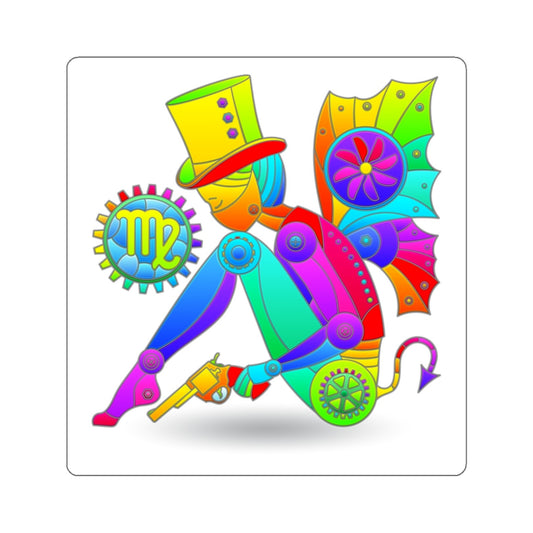 Virgo Rainbow Steampunk, Kiss-Cut Stickers