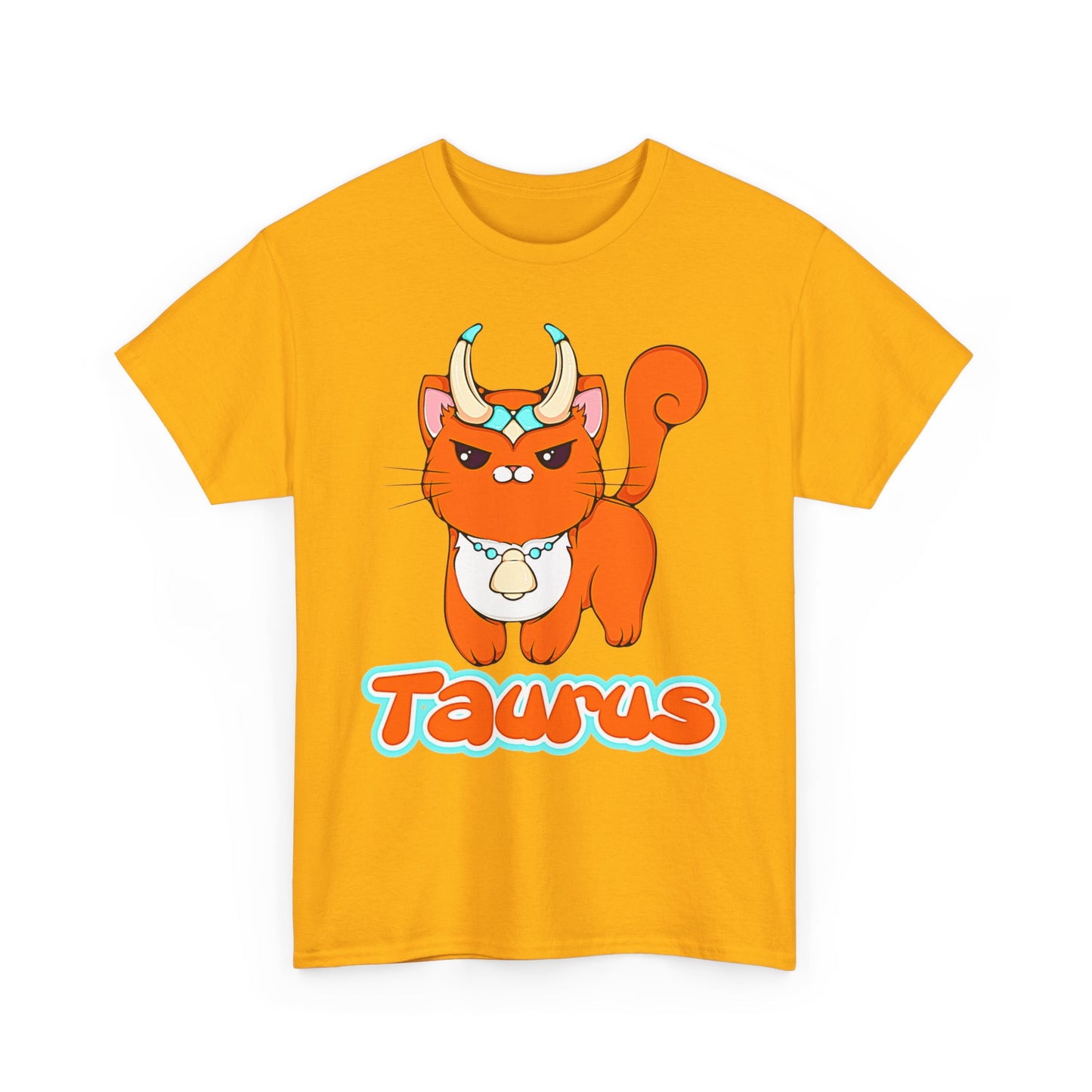 Taurus Anime Cat, Unisex Heavy Cotton Tee