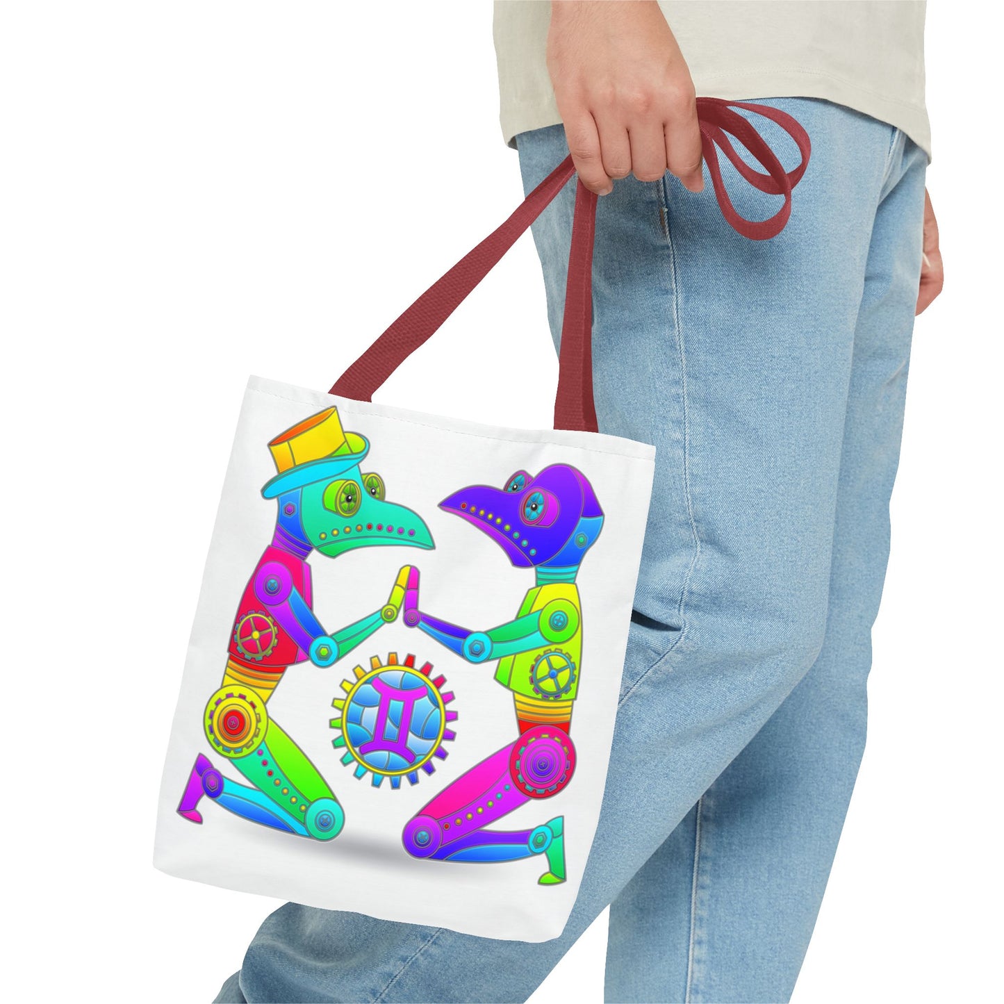 Gemini Rainbow Steampunk, White Tote Bag