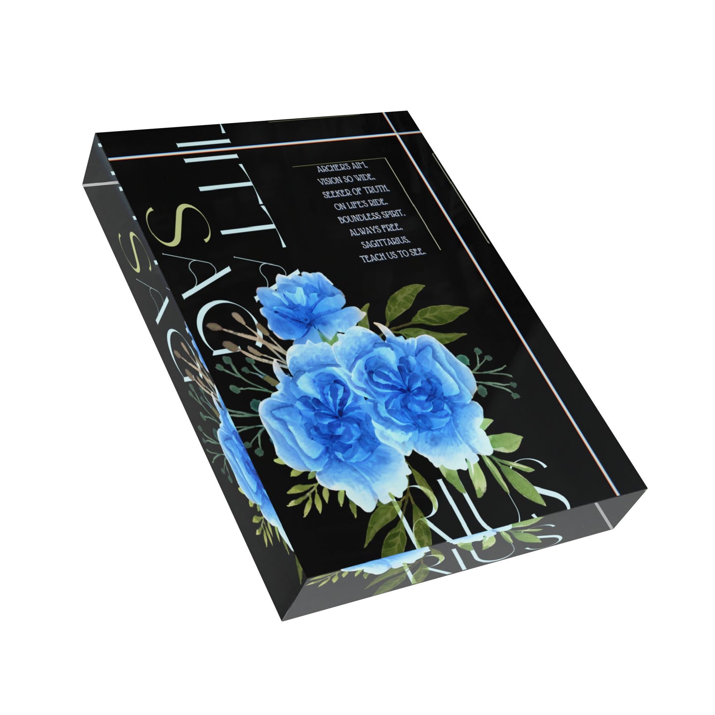 Sagittarius Blue Carnations, Photo Block (Black)