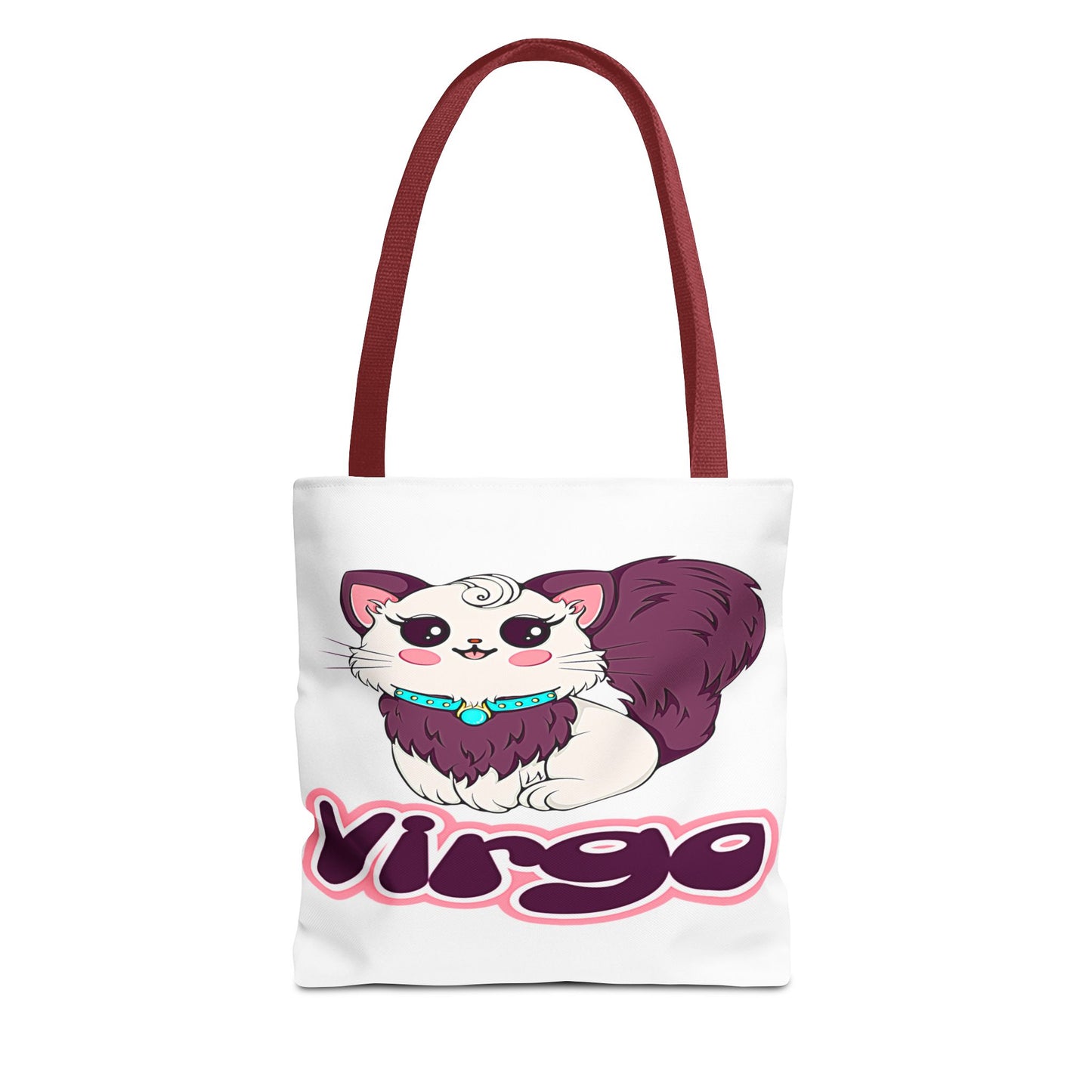 Virgo Anime Cat White Tote Bag, 3 Sizes