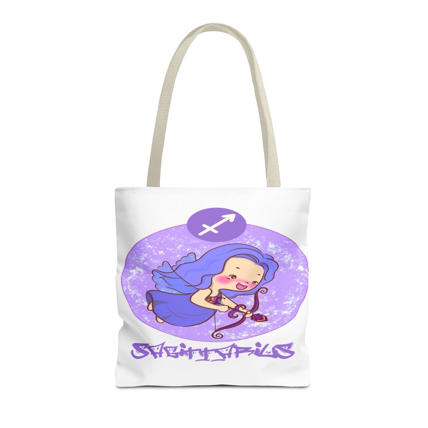 Sagittarius Chibi Archer White Tote Bag, 3 Sizes