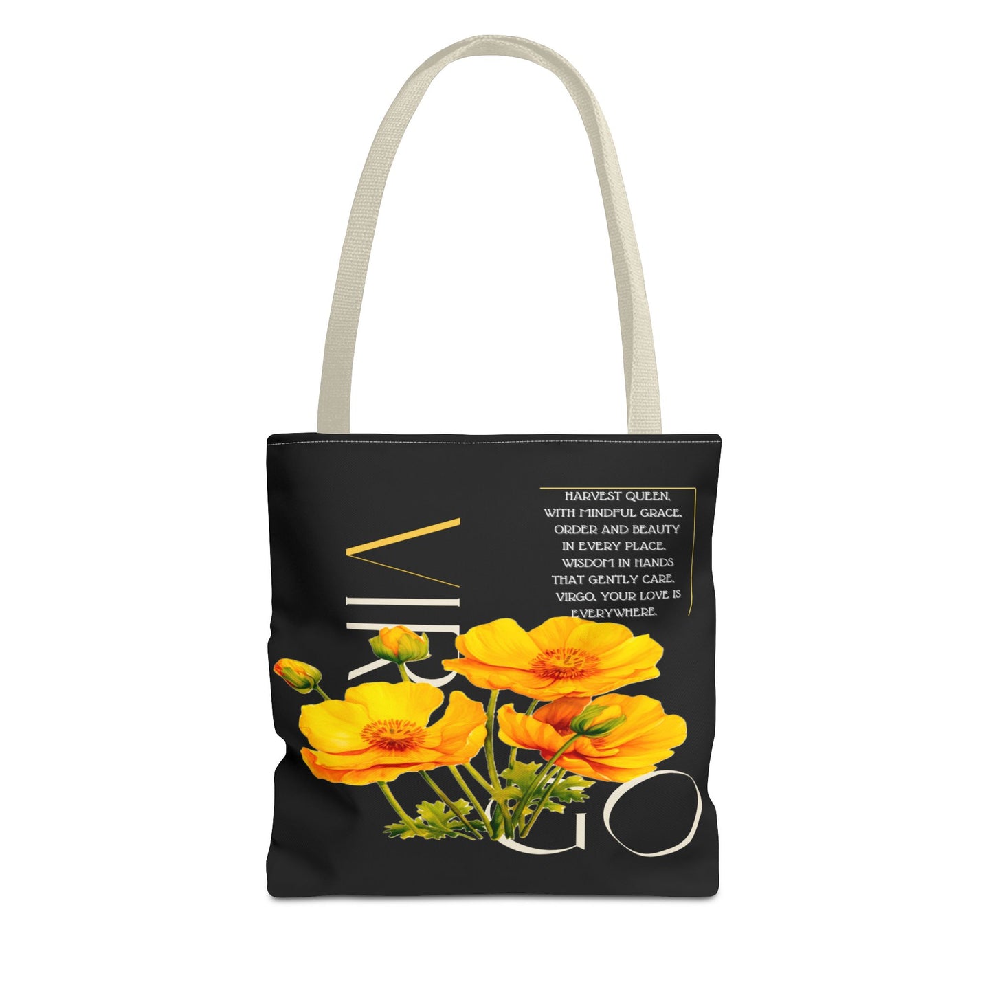 Virgo Buttercups Black Tote Bag, 3 Sizes