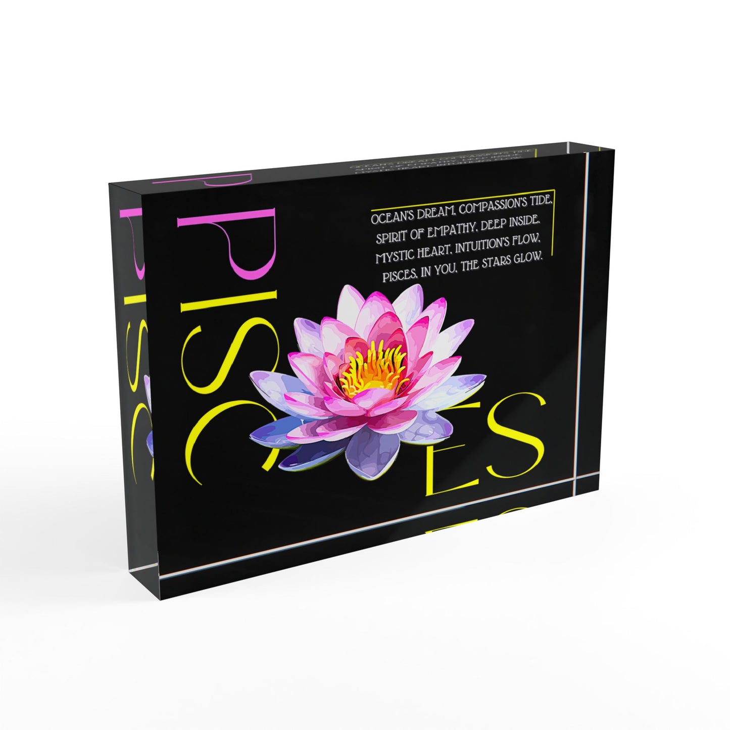 Pisces White Lotus, Photo Block (Black)