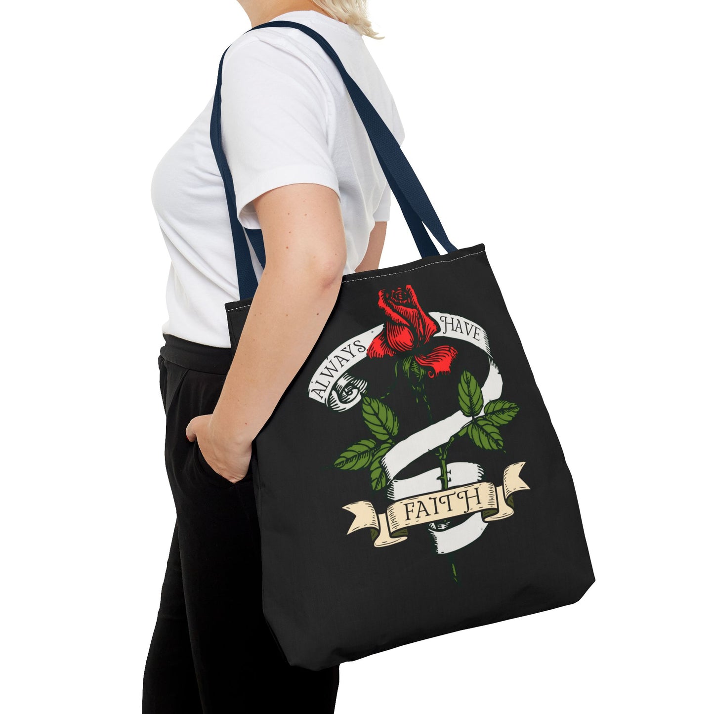 Always Have Faith Black Tote Bag, 3 Sizes