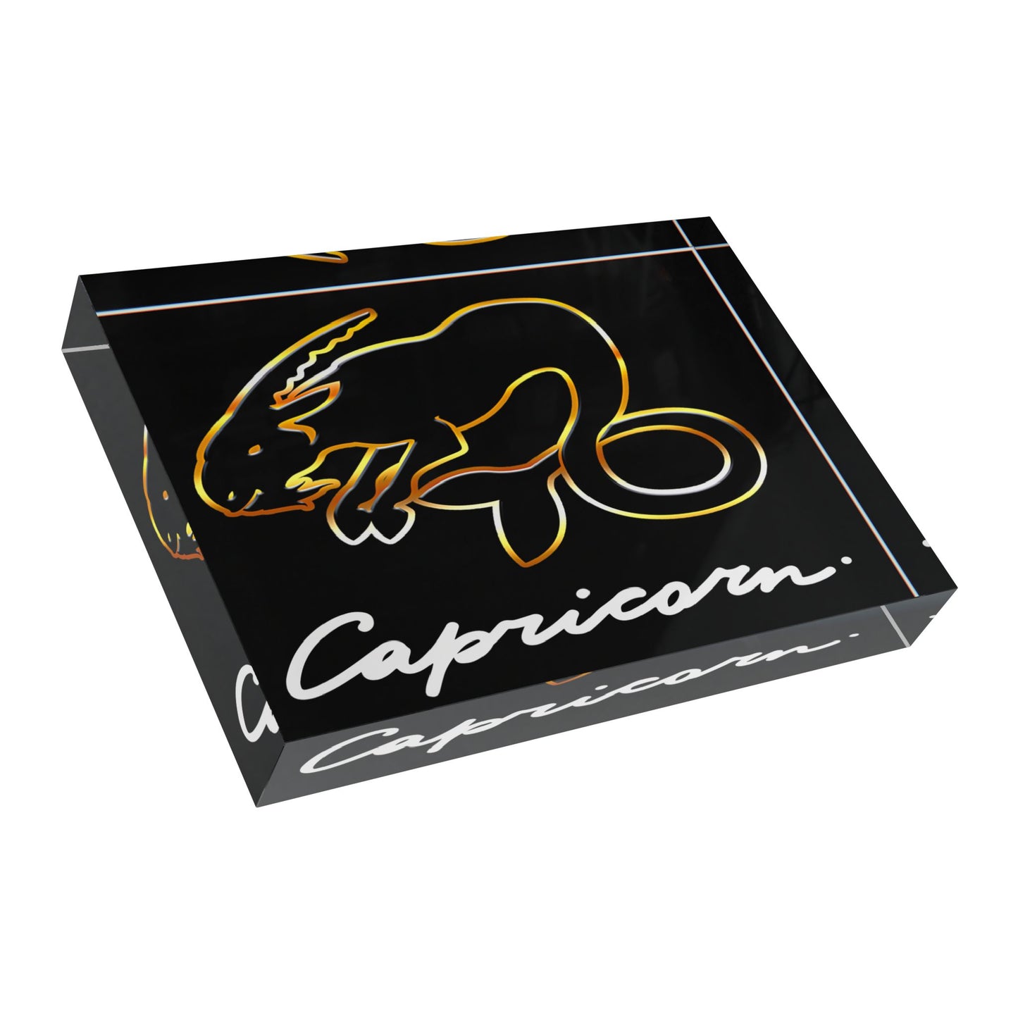 Capricorn Goat Photo Block, Black