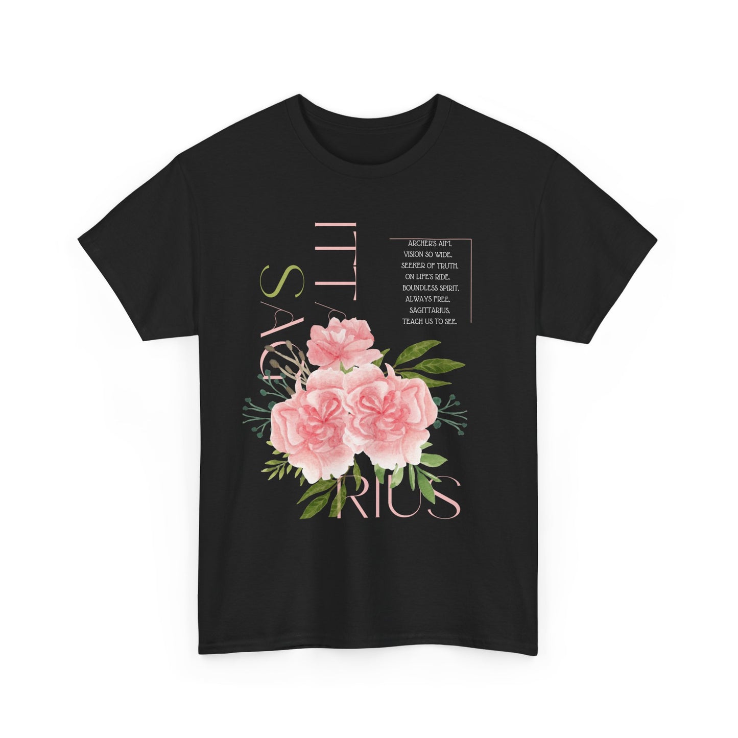 Sagittarius Pink Carnations, Unisex Heavy Cotton Tee