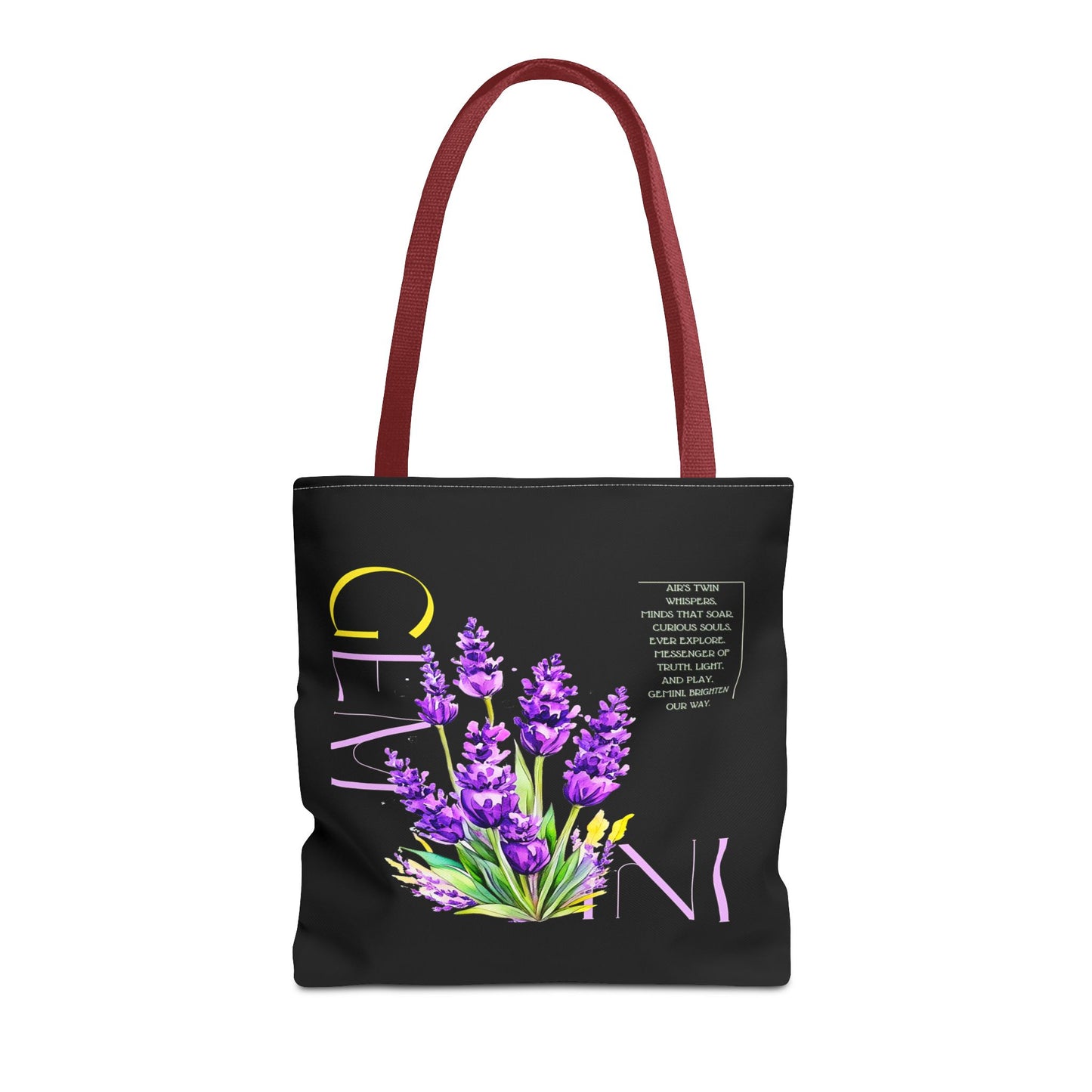 Gemini Lavender Black Tote Bag, 3 Sizes