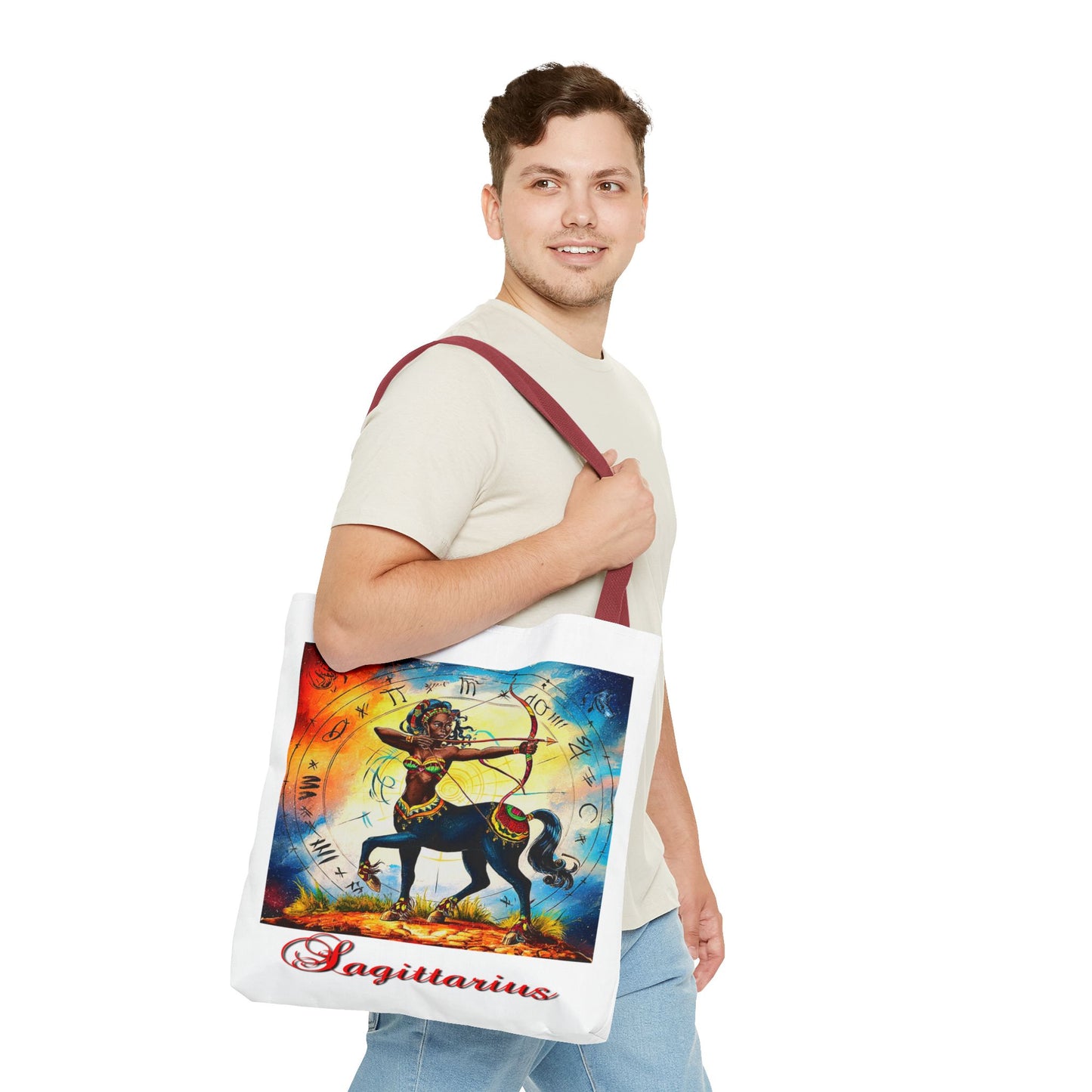 Sagittarius White Tote Bag, 3 Sizes