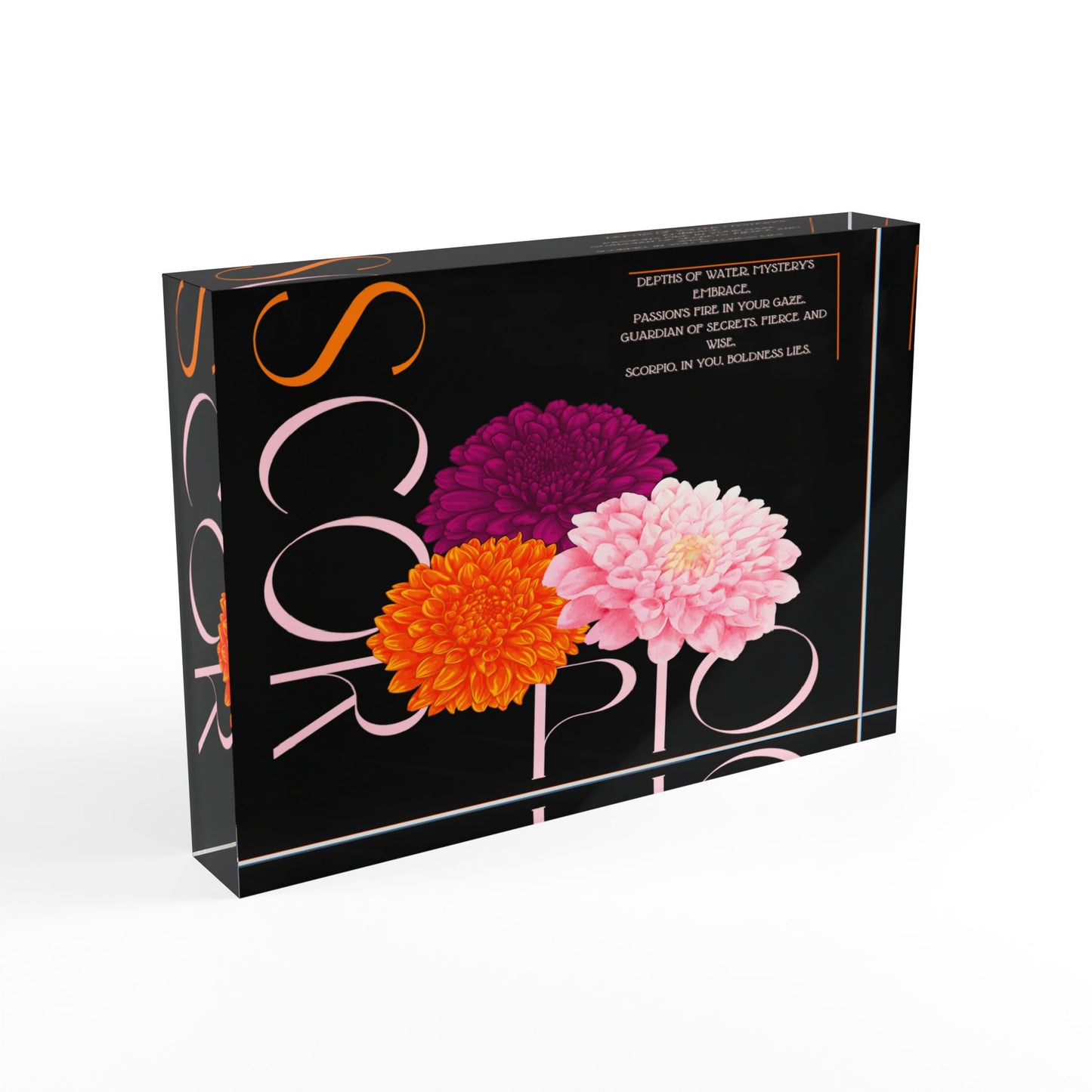 Scorpio Chrysanthemums, Photo Block (Black)