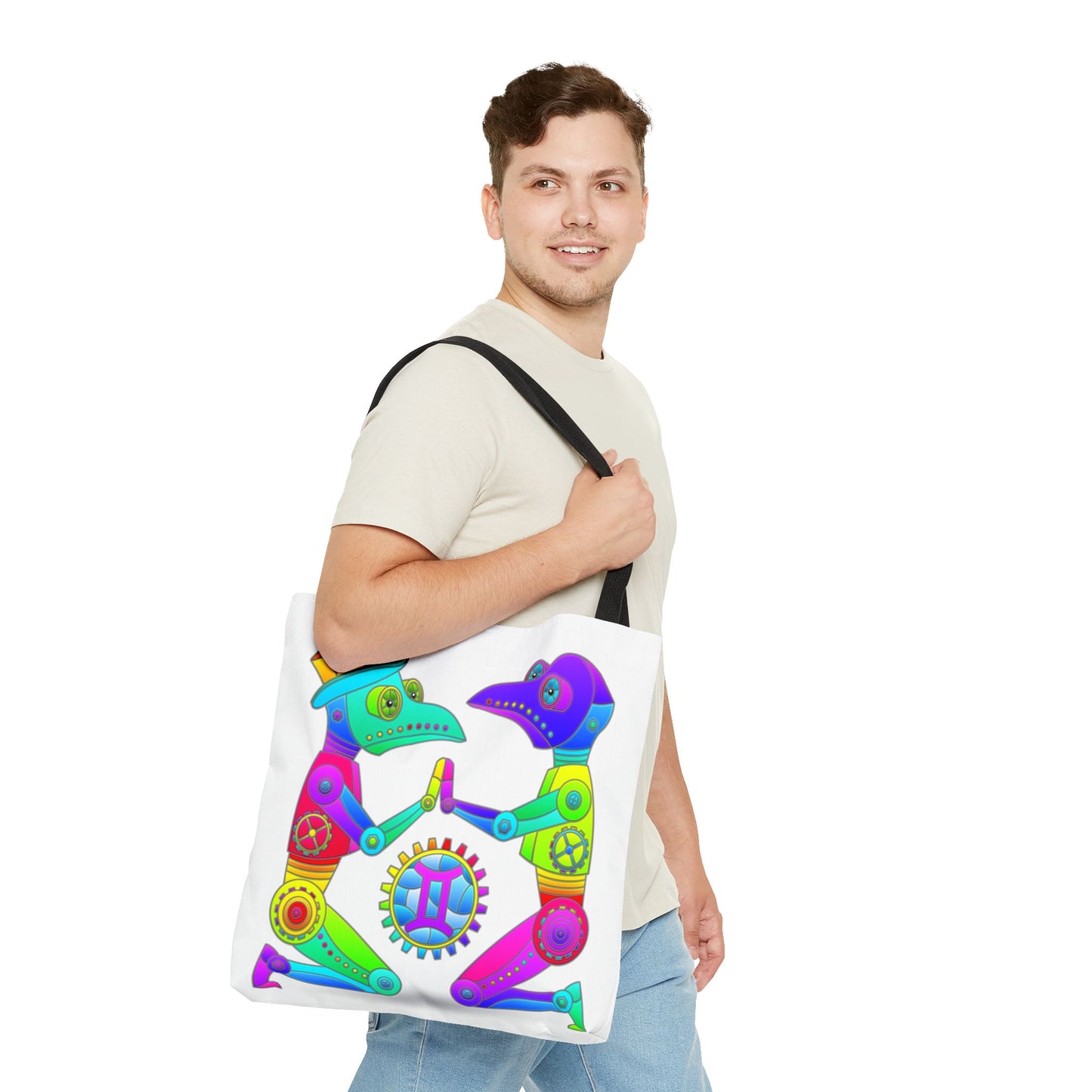 Gemini Rainbow Steampunk, White Tote Bag