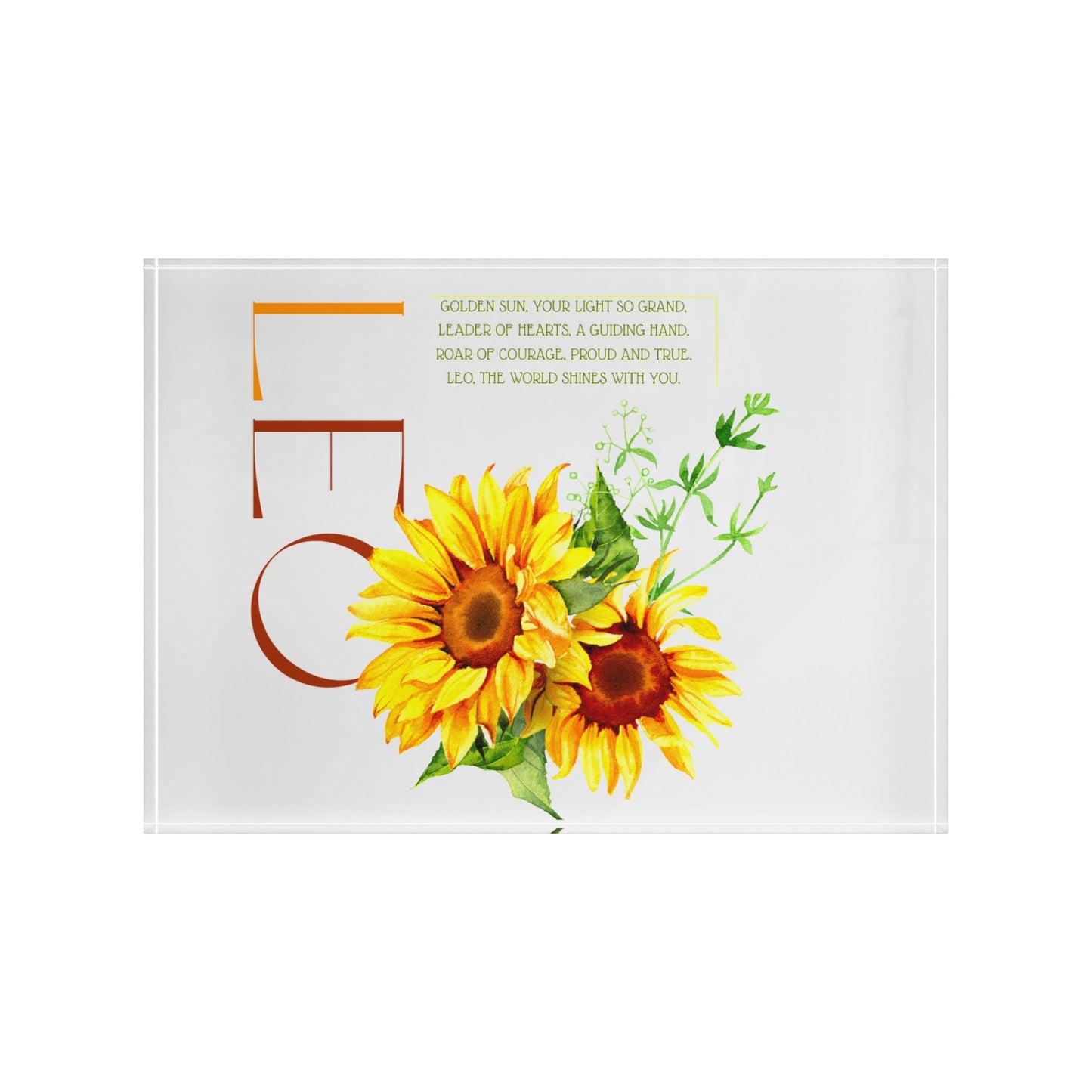 Leo Sunflowers, Photo Block (White)