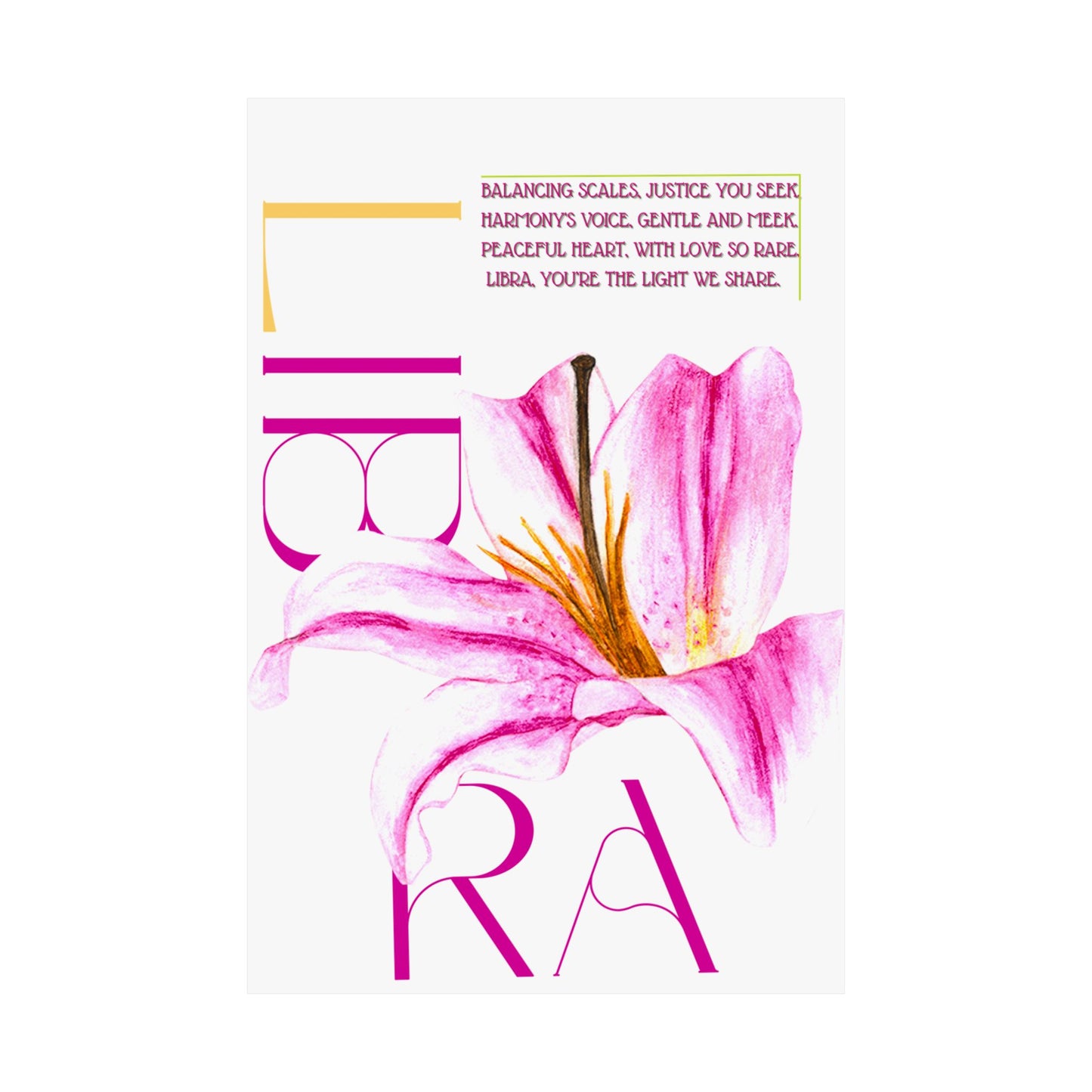 Libra Pink Lily, Matte Vertical Poster (White)