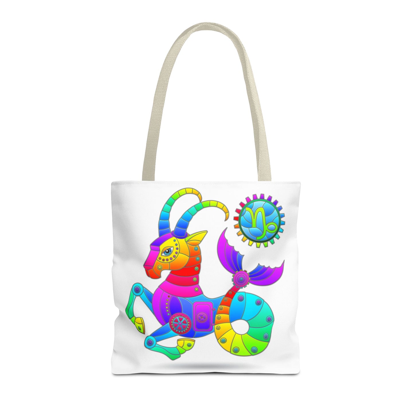 Capricorn Rainbow Steampunk, White Tote Bag