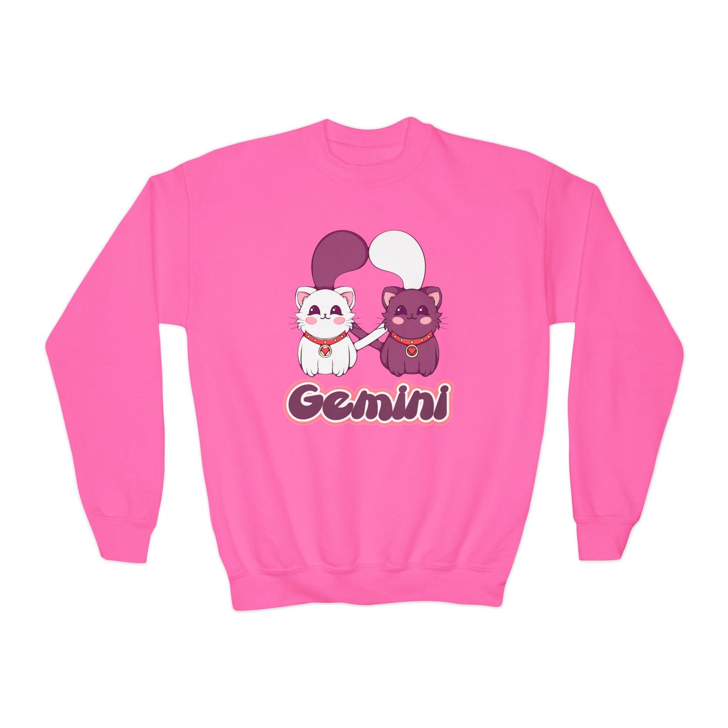 Gemini Anime Cats, Youth Crewneck Sweatshirt