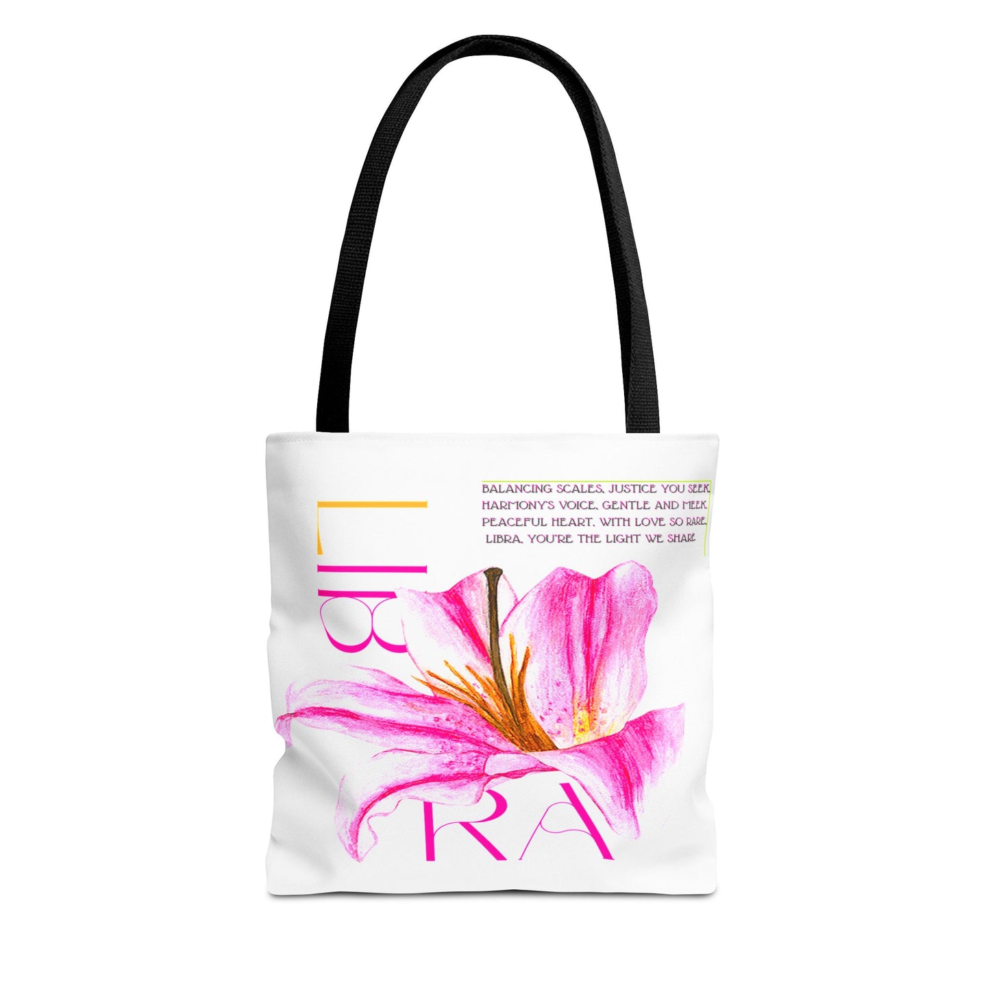 Libra Lily White Tote Bag, 3 Sizes