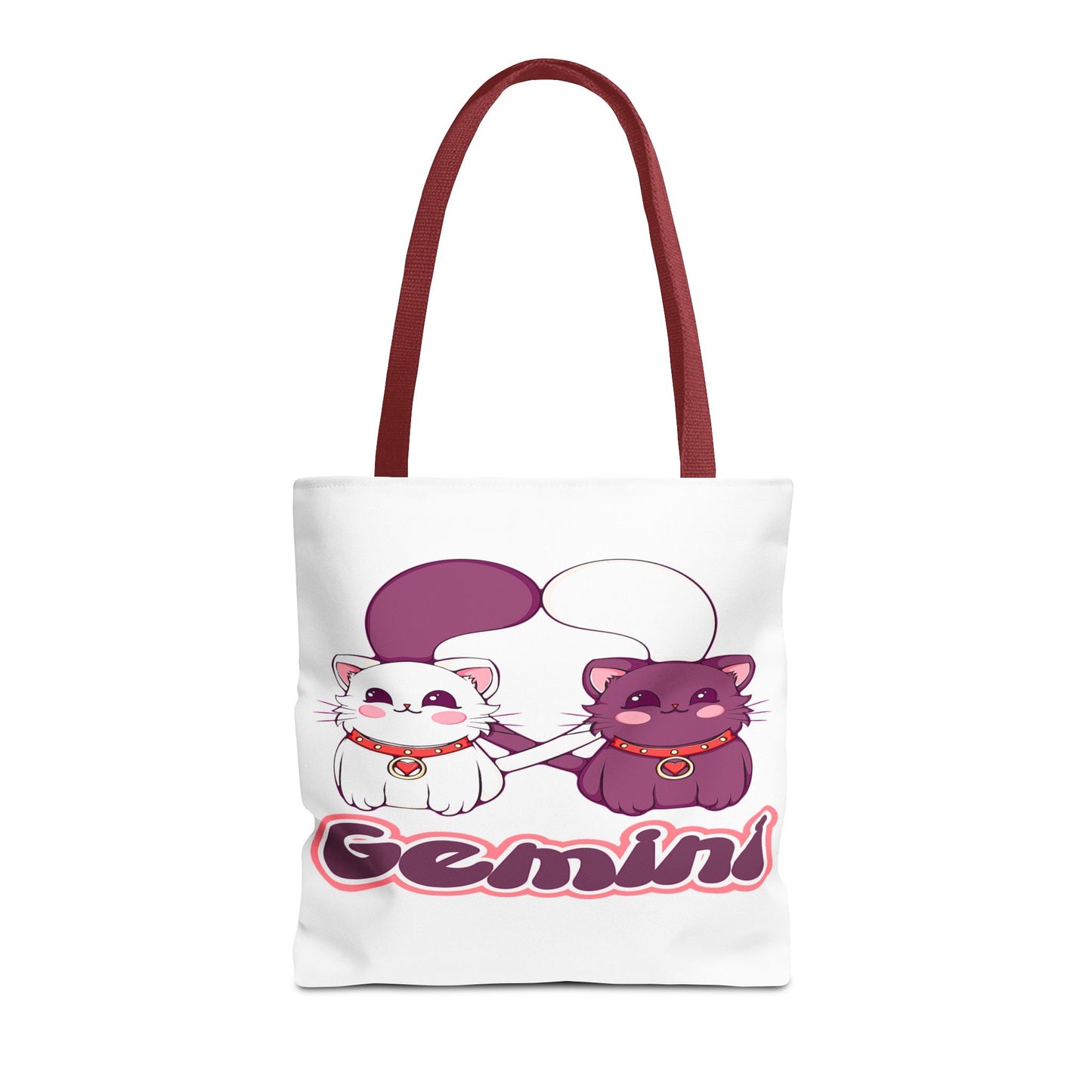 Gemini Anime Cats White Tote Bag, 3 Sizes