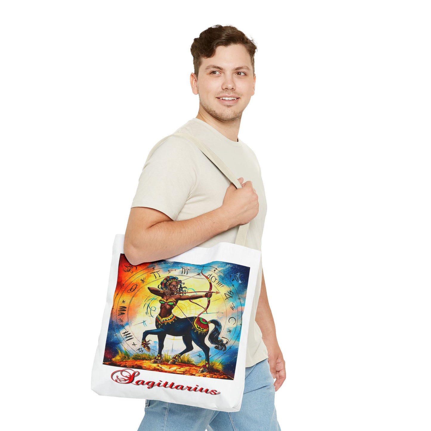 Sagittarius White Tote Bag, 3 Sizes