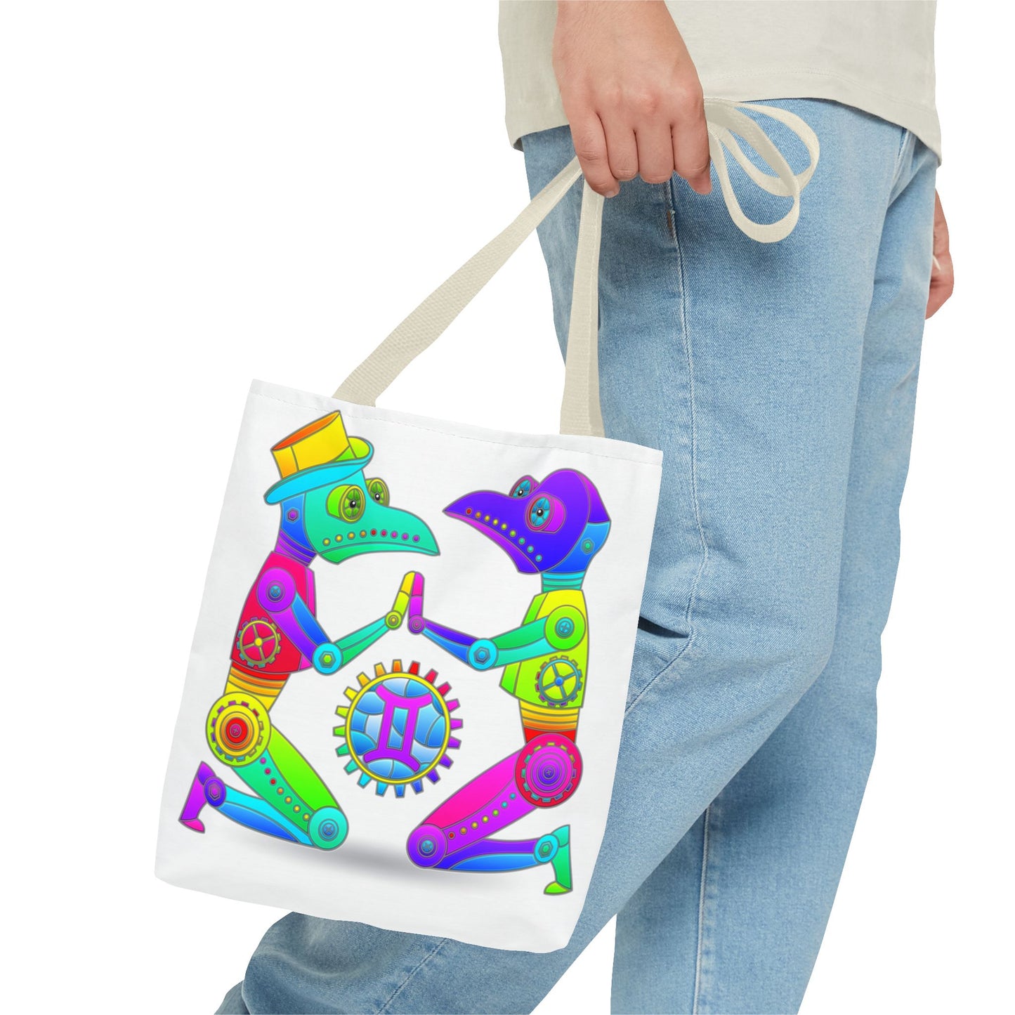 Gemini Rainbow Steampunk, White Tote Bag