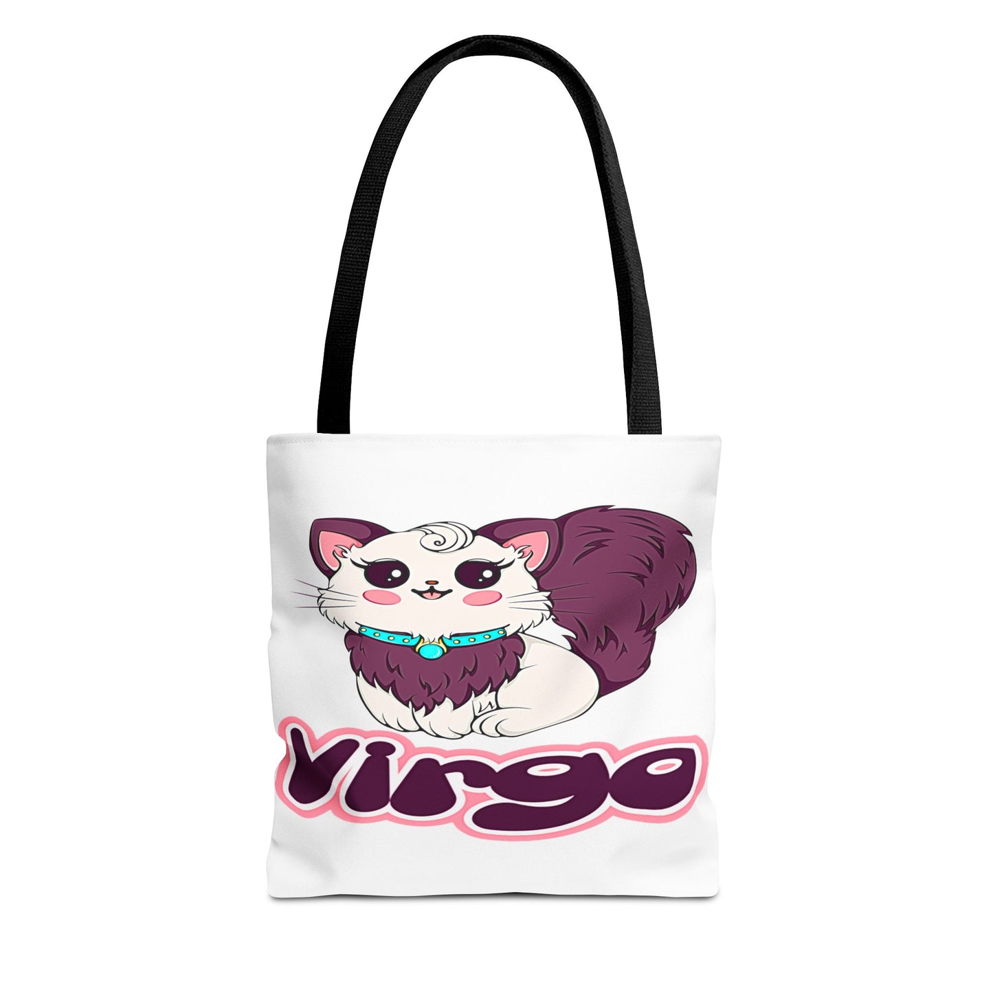 Virgo Anime Cat White Tote Bag, 3 Sizes