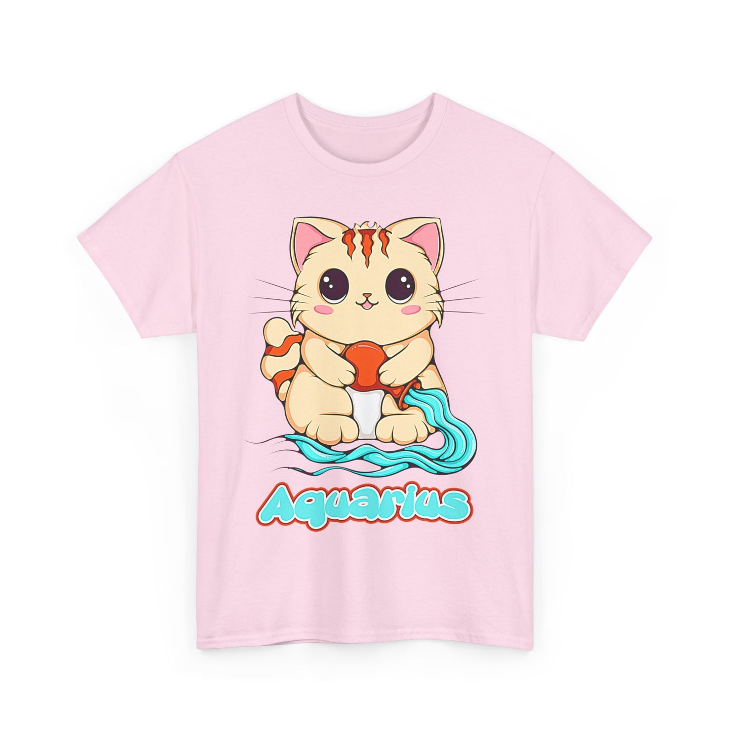 Aquarius Anime Cat, Unisex Heavy Cotton Tee