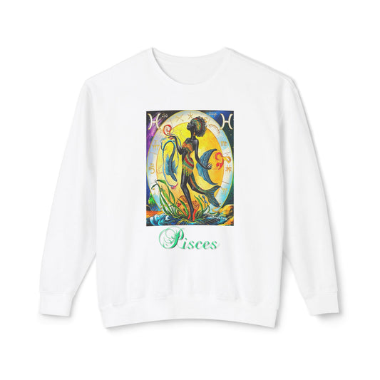 Pisces, Unisex Lightweight Crewneck Sweatshirt