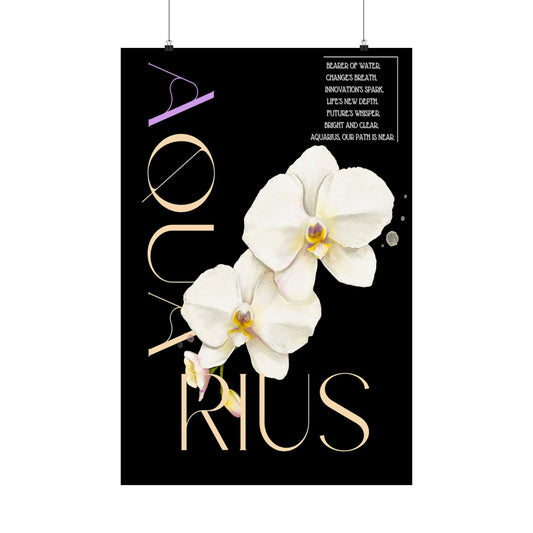 Aquarius Orchids, Matte Vertical Poster (Black)