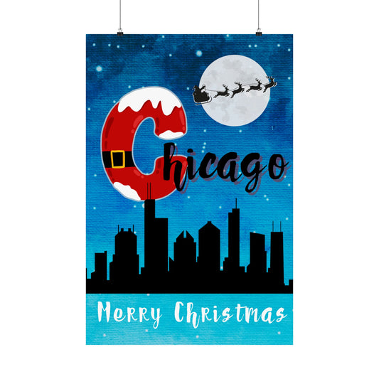 Santa in Chicago, Matte Vertical Posters