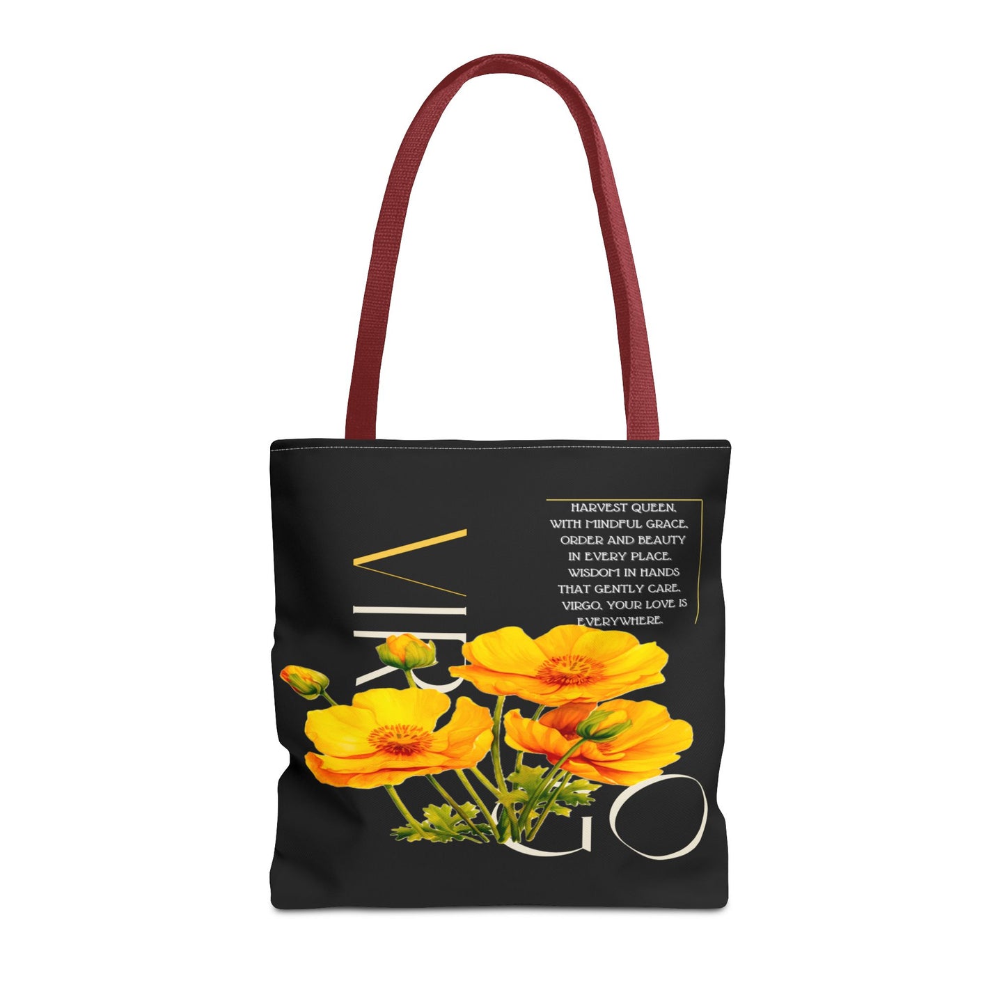 Virgo Buttercups Black Tote Bag, 3 Sizes