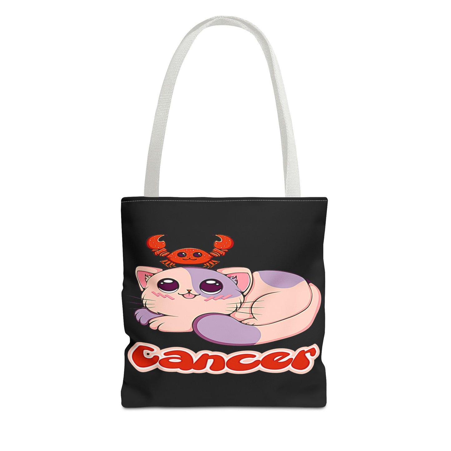 Cancer Anime Cat Black Tote Bag, 3 Sizes