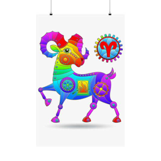 Aries Rainbow Steampunk, Matte Vertical Posters