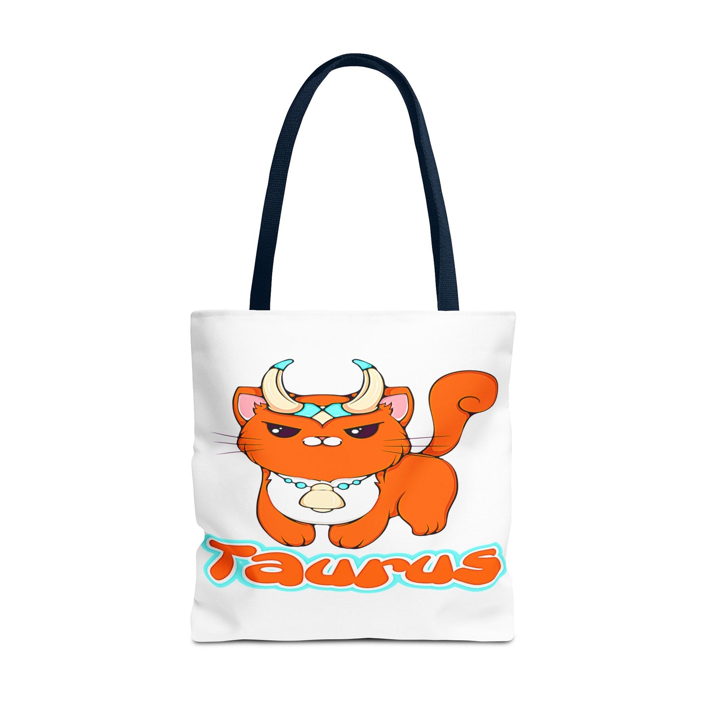 Taurus Anime Cat White Tote Bag, 3 Sizes