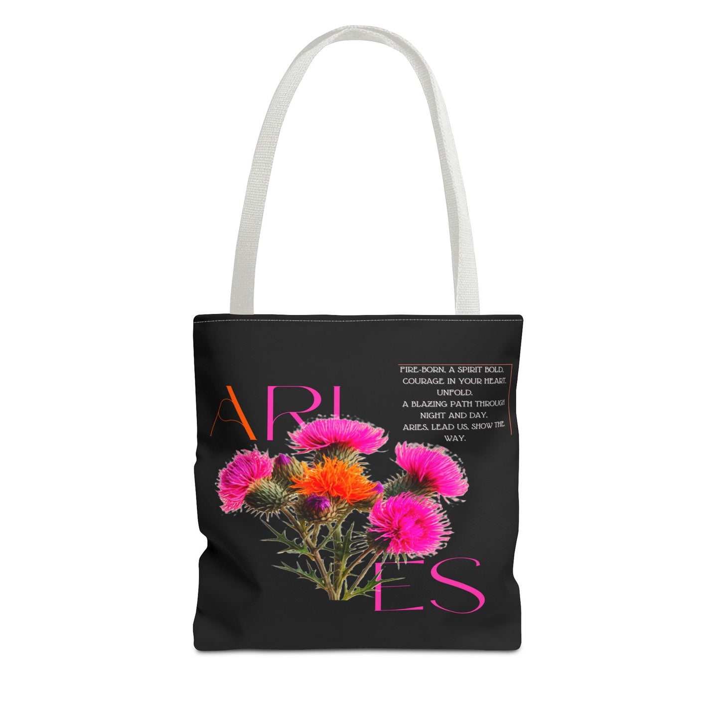 Aries Thistle Black Tote Bag, 3 Sizes