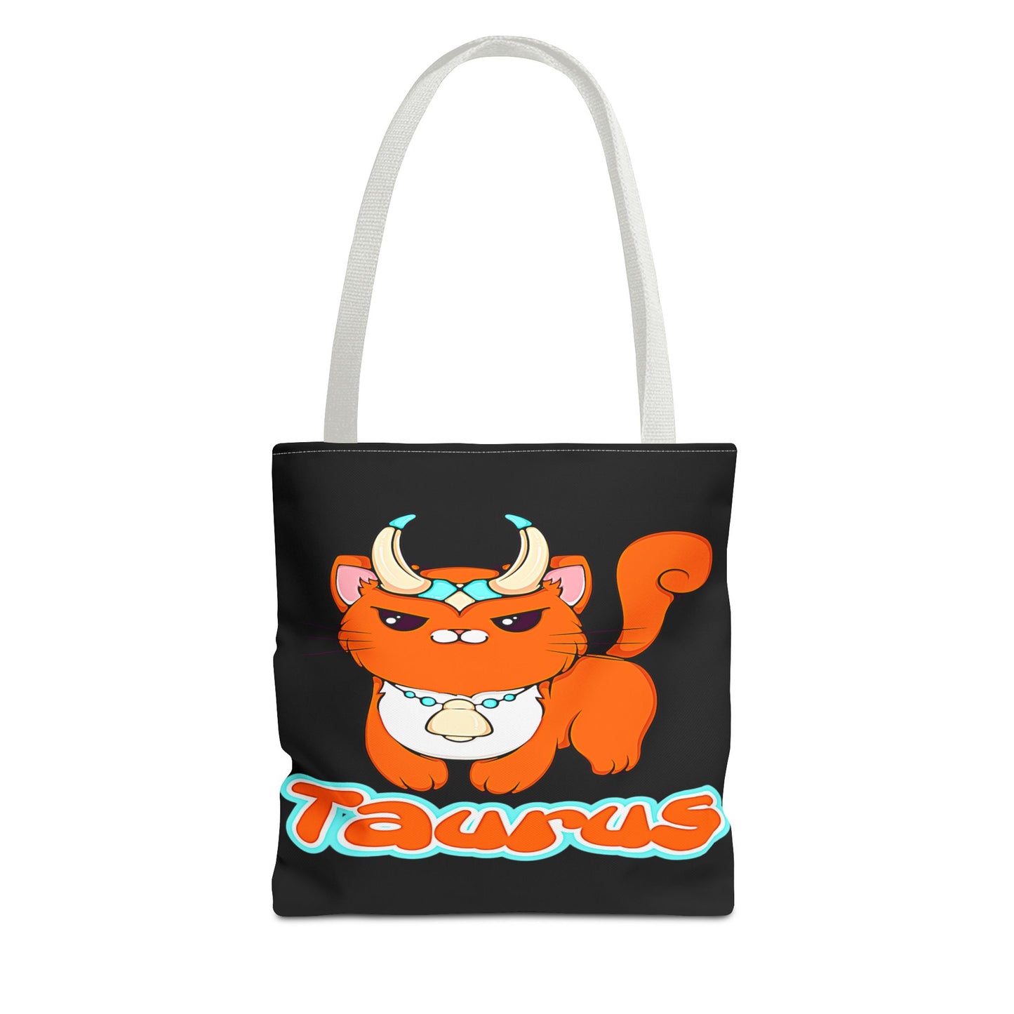 Taurus Anime Cat Black Tote Bag, 3 Sizes